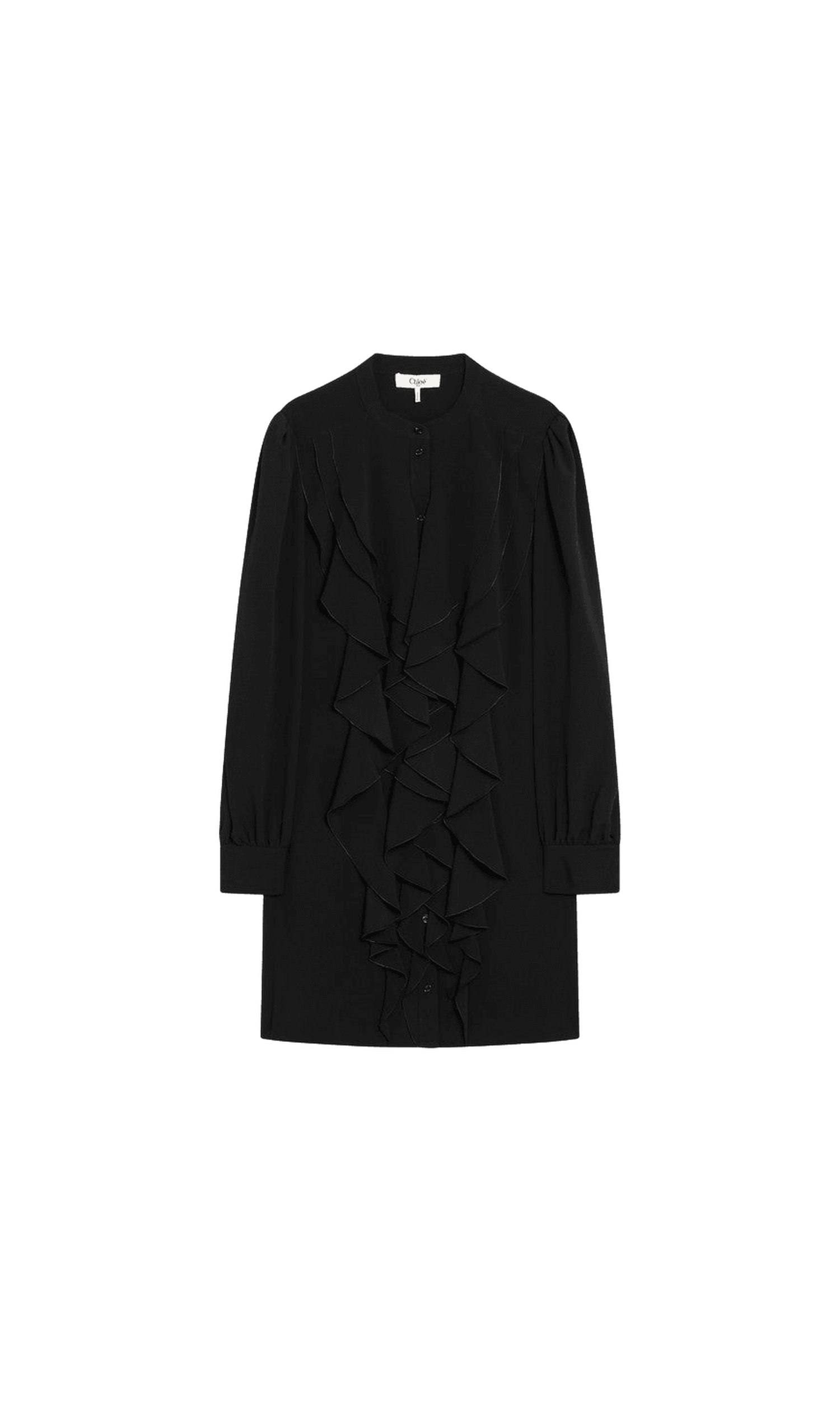 Chloé Black Silk Ruffled Dress in Blend Glam Steals