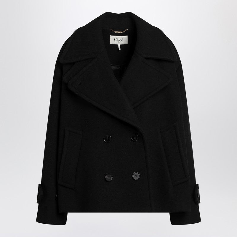 Chloé Black Wool Double Breasted Coat in Blend Glam Steals