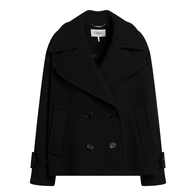 Chloé Black Wool Double Breasted Coat in Blend Glam Steals