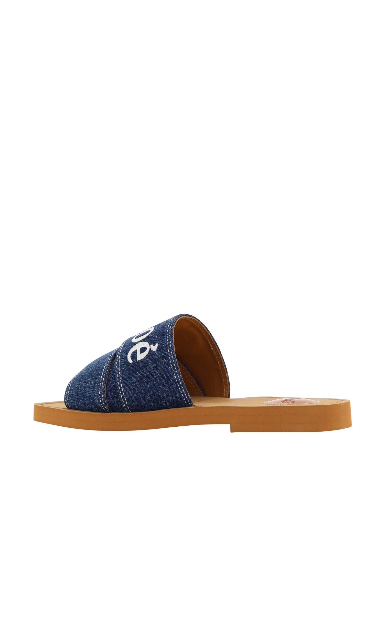 Chloé Blue Cotton Sumptuous Woody Slide Sandals In Denim Glam Steals