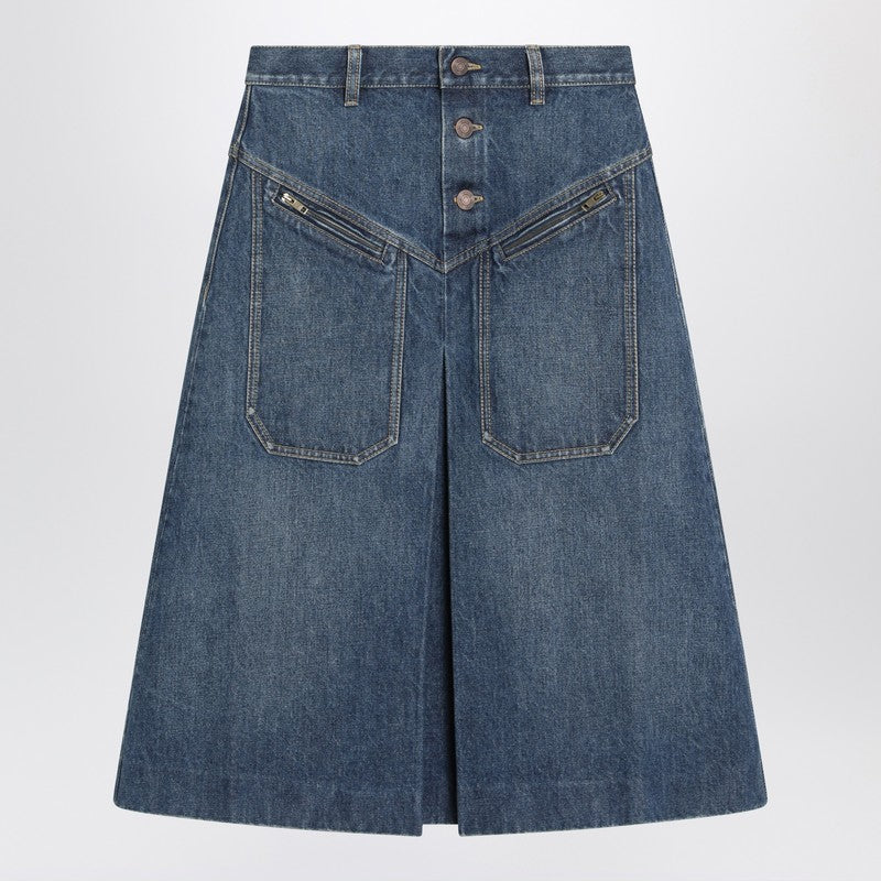 Chloé Blue Denim Knee Length Skirt in Washed Glam Steals