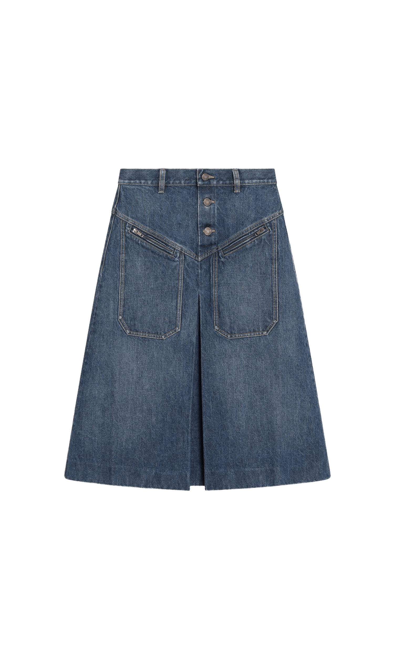 Chloé Blue Denim Knee Length Skirt in Washed