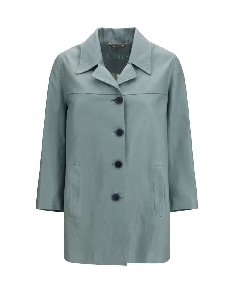 Chloé Blue Leather Jacket Glam Steals