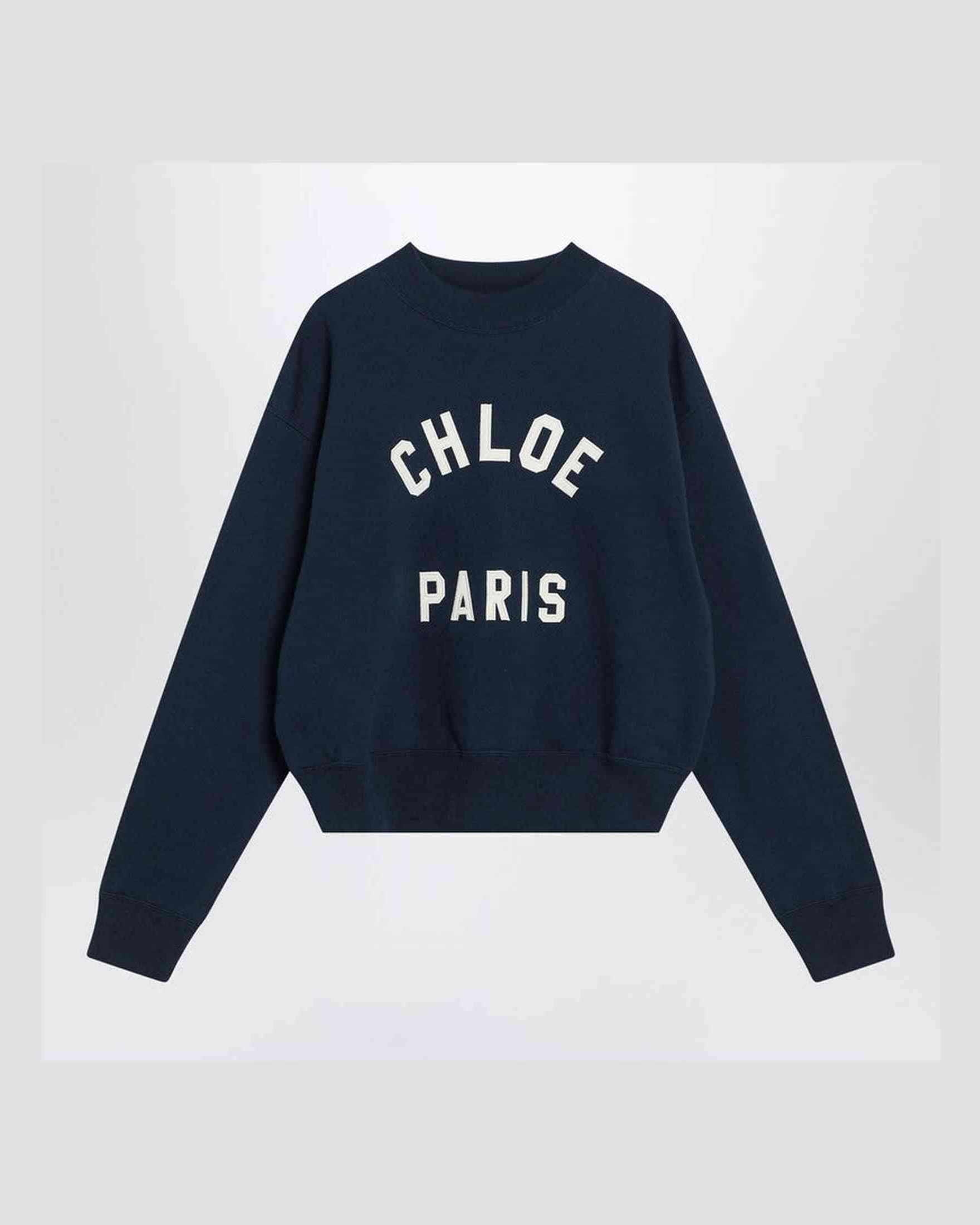 Chloé Blue Navy Sweat-shirt with Logo Glam Steals