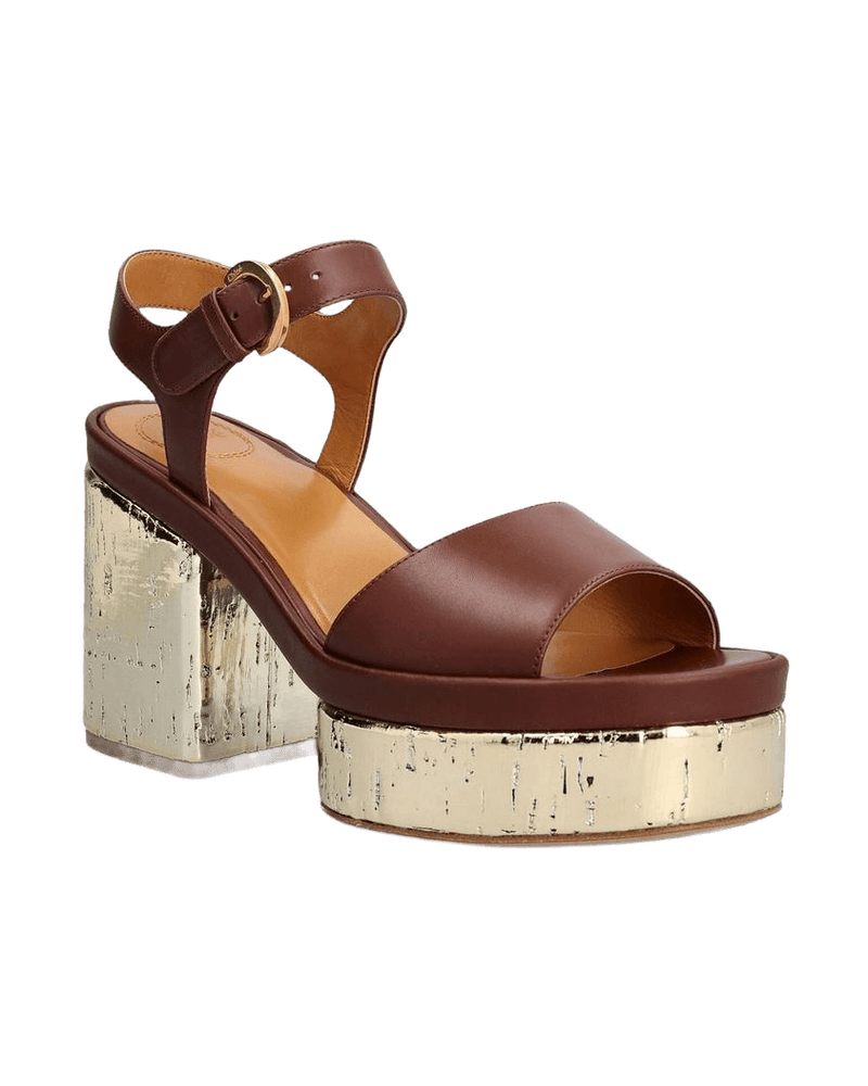 Chloé Brown Calfskin Platform Sandals Glam Steals