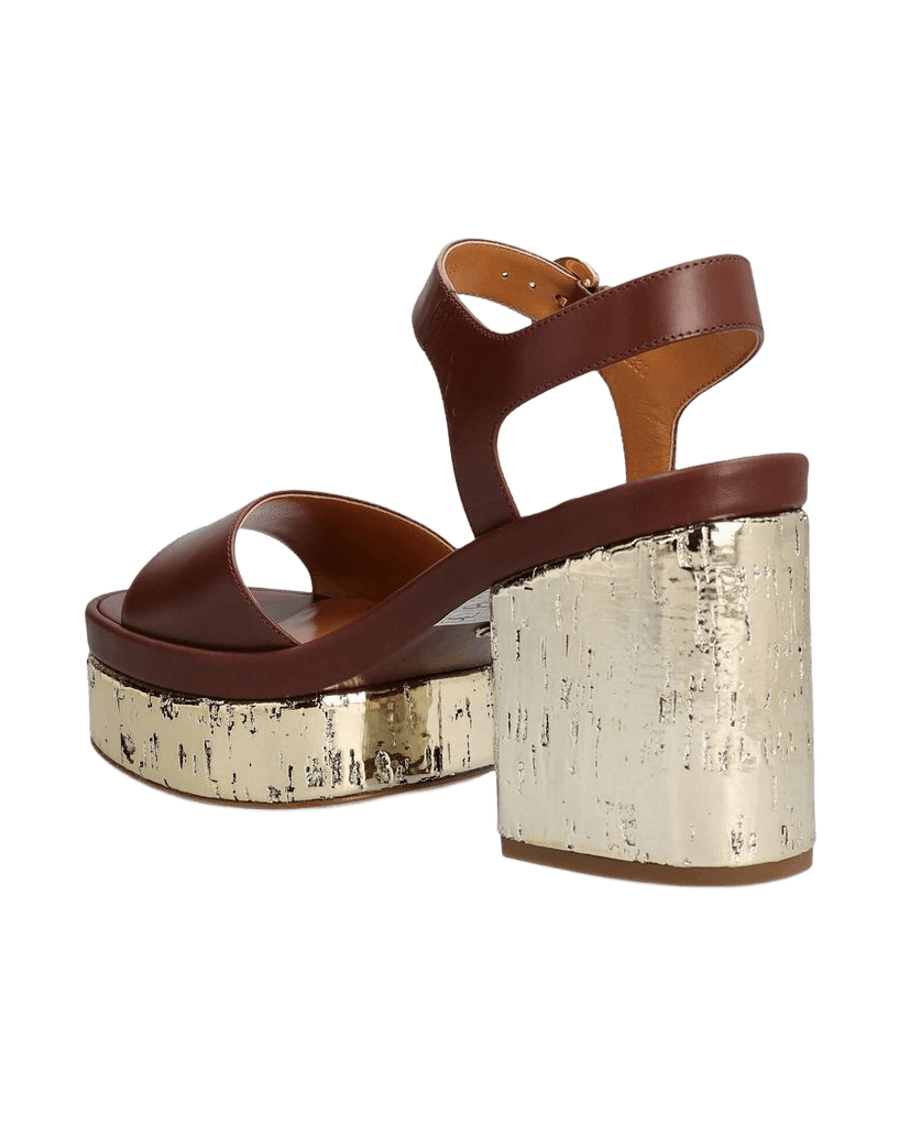 Chloé Brown Calfskin Platform Sandals Glam Steals