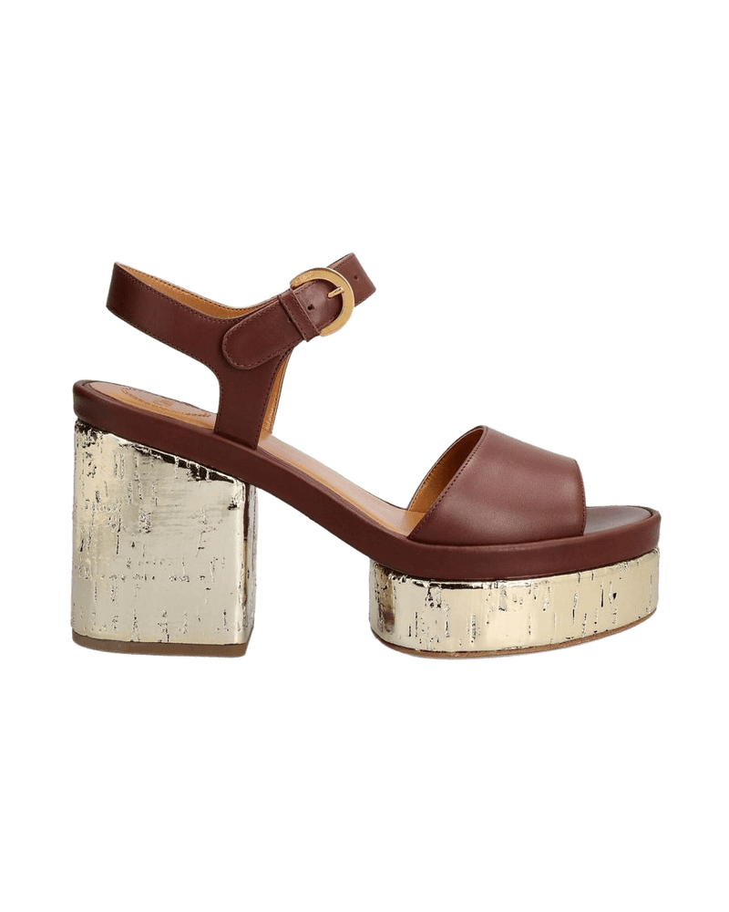 Chloé Brown Calfskin Platform Sandals Glam Steals