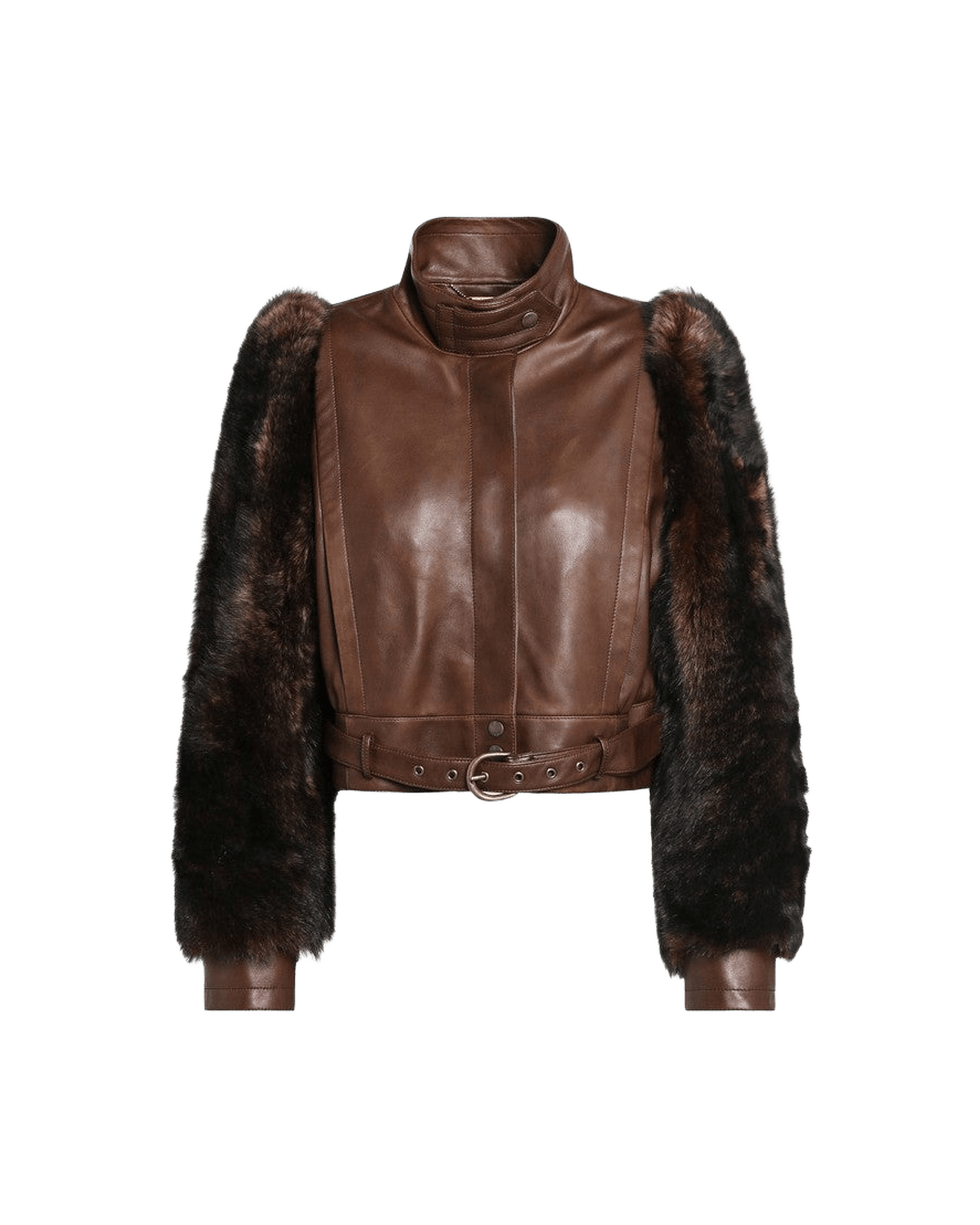 Chloé Brown Leather Cropped And Shearling Jacket Glam Steals