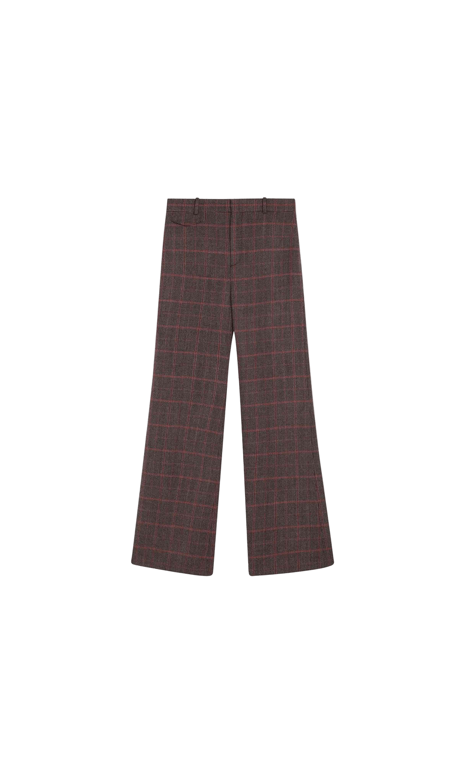 Chloé Brown Wool Flared Checkered Trouser Glam Steals