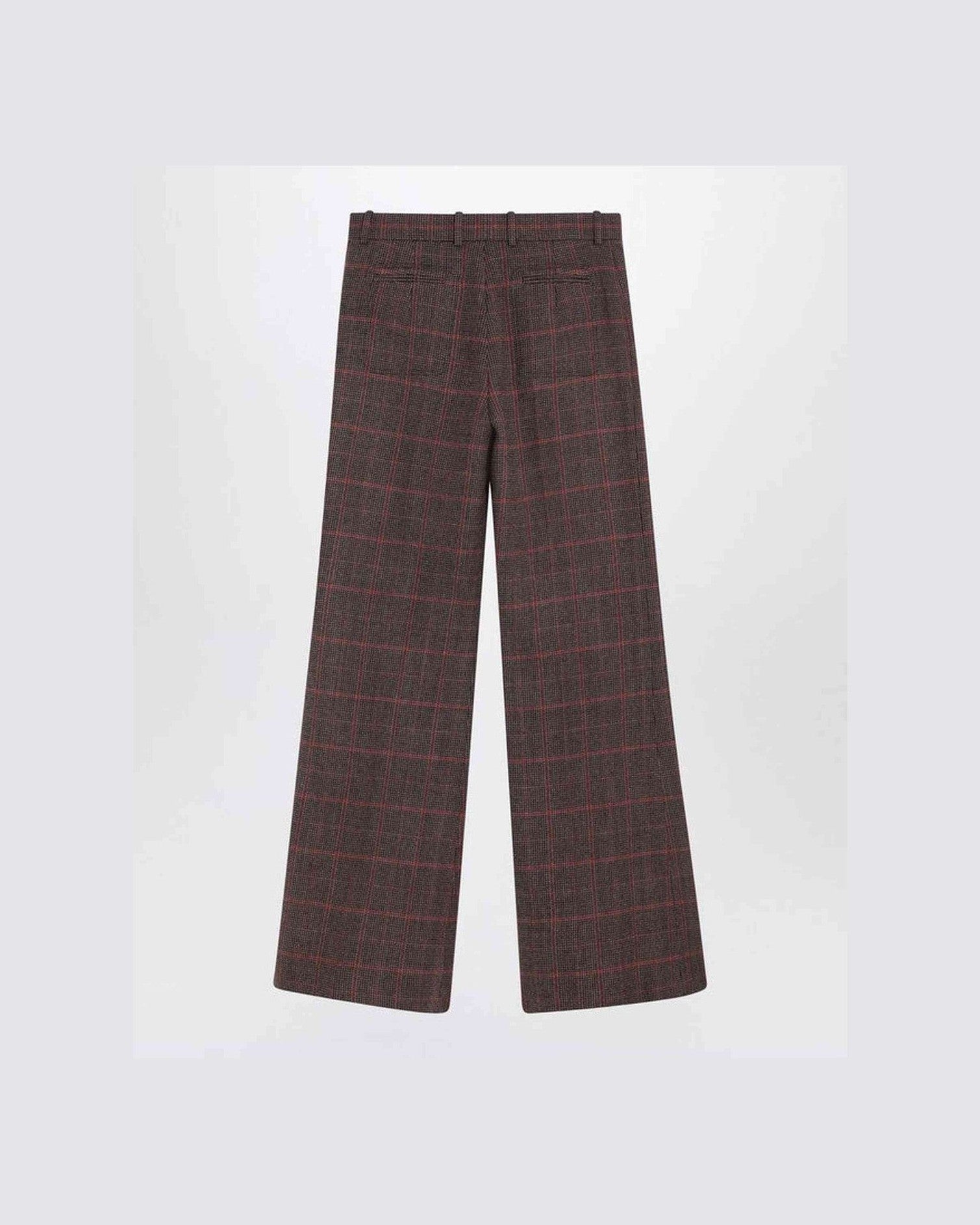 Chloé Brown Wool Flared Checkered Trouser Glam Steals