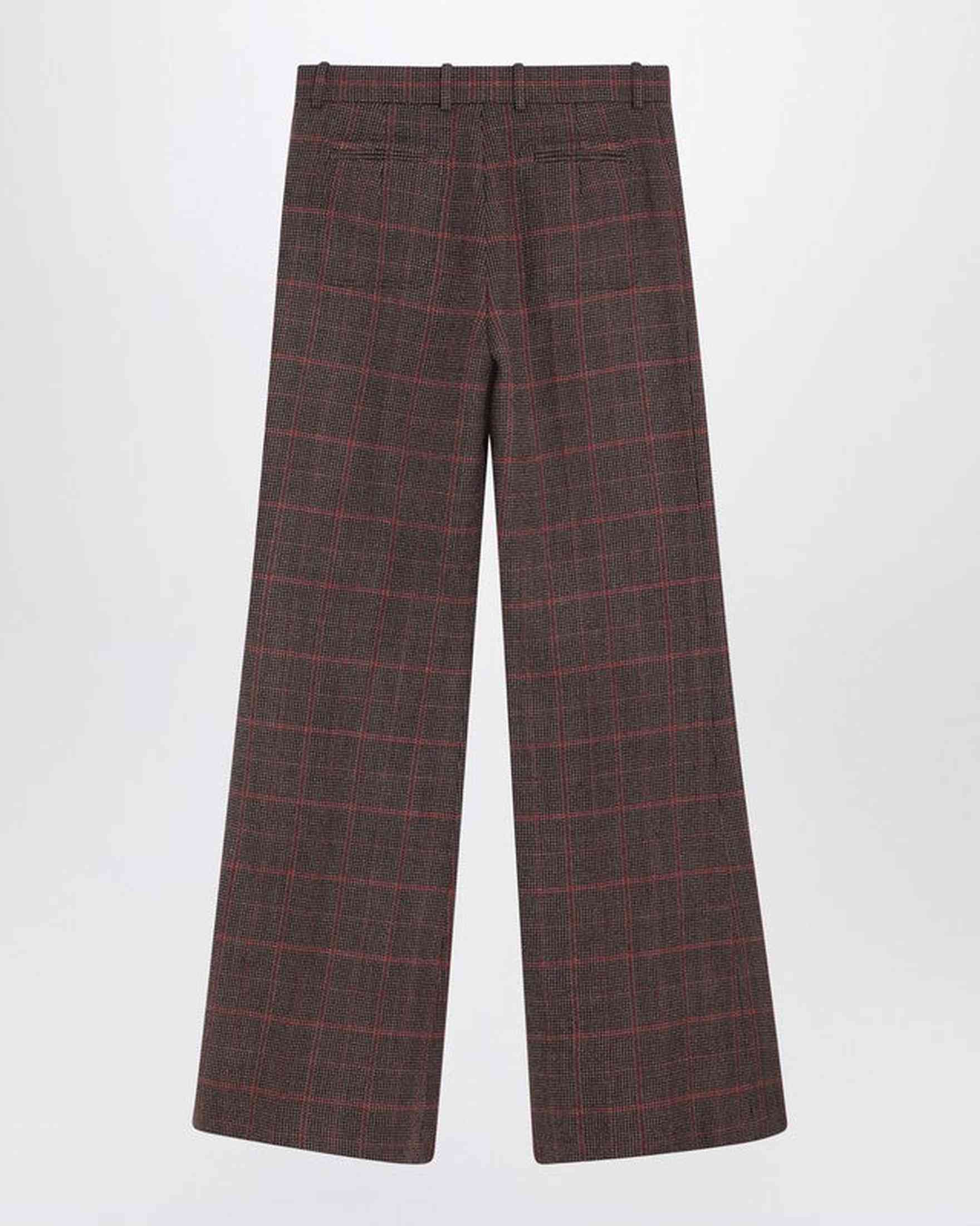 Chloé Brown Wool Flared Checkered Trouser Glam Steals