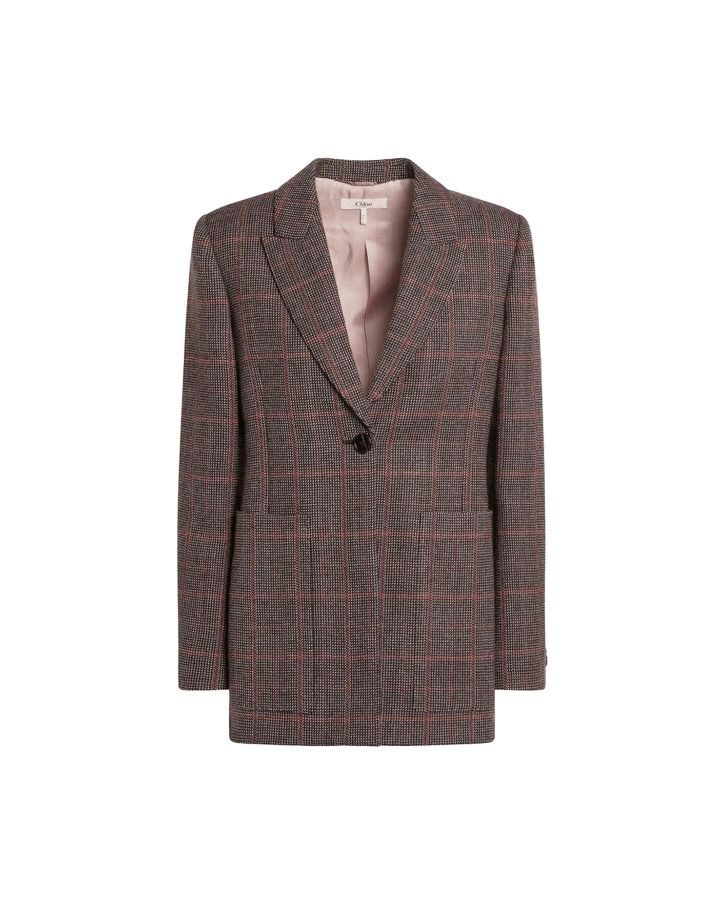 Chloé Brown Wool Single Breasted Checked Jacket Glam Steals