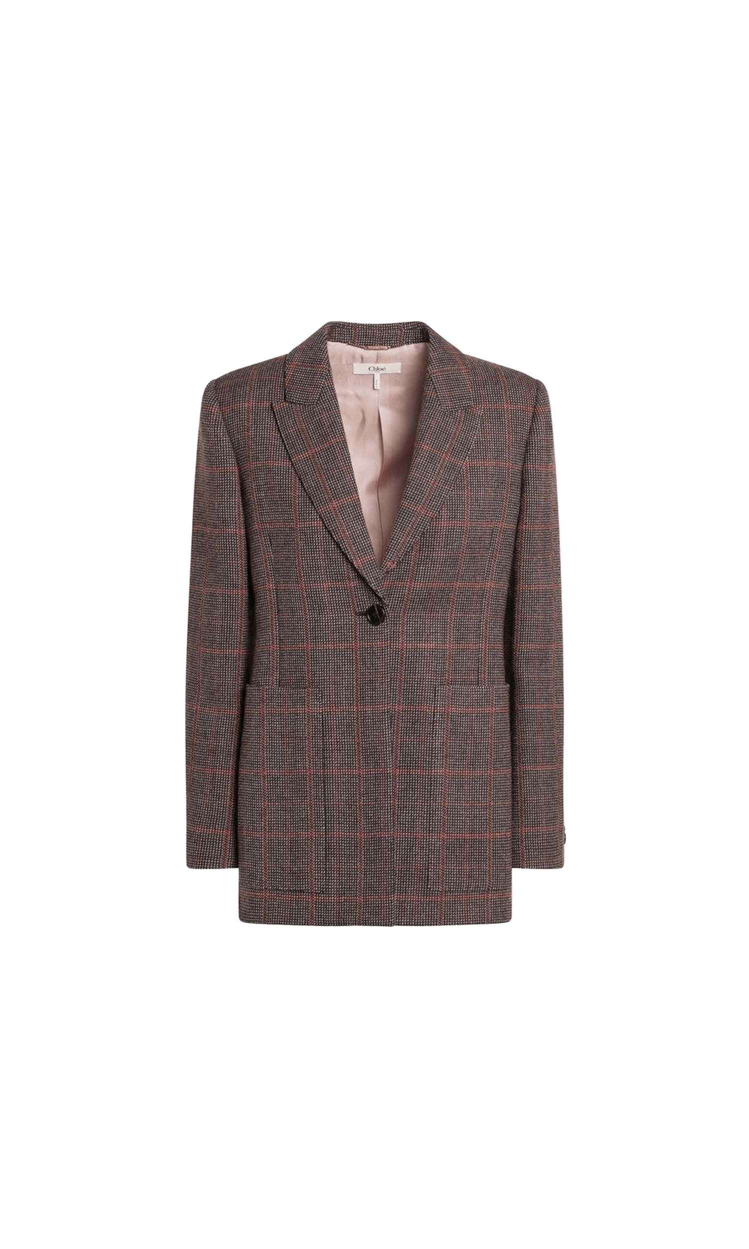 Chloé Brown Wool Single Breasted Checked Jacket Glam Steals