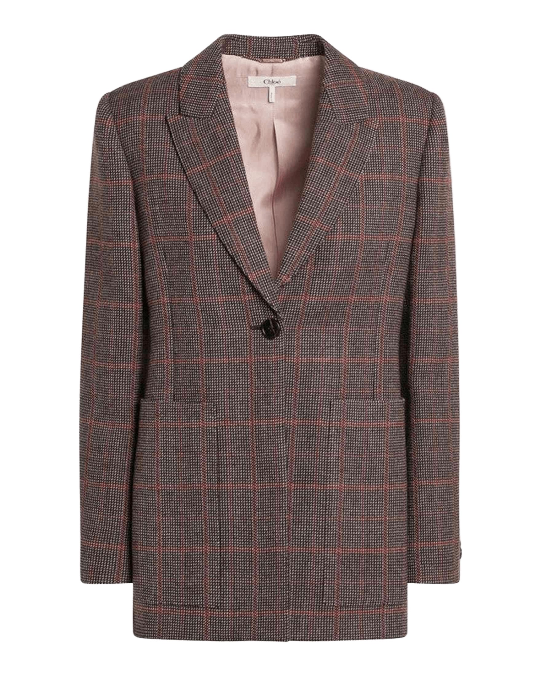 Chloé Brown Wool Single Breasted Checked Jacket Glam Steals