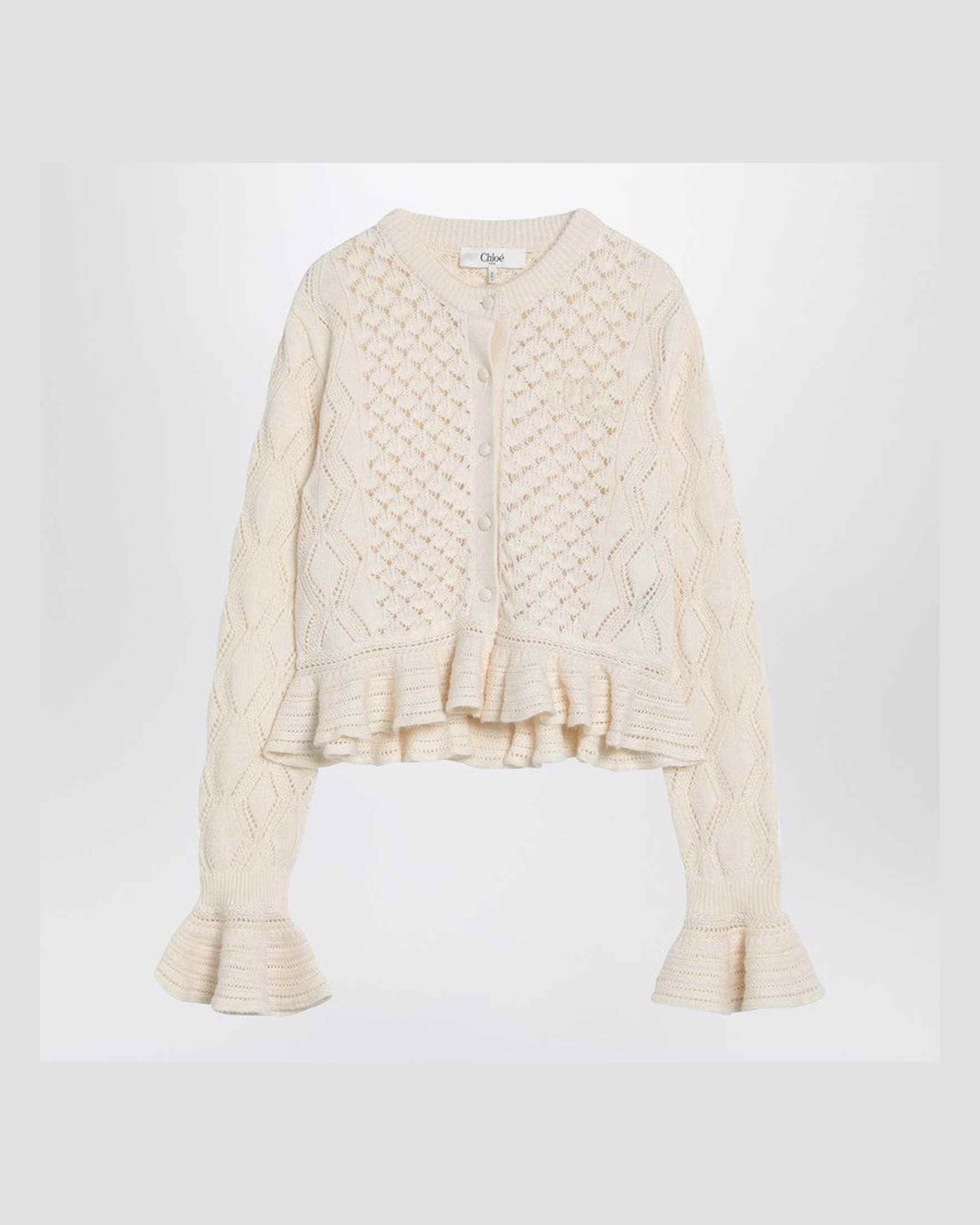 Chloé Cotton Latte Colored Crochet Cardigan in Blend Glam Steals