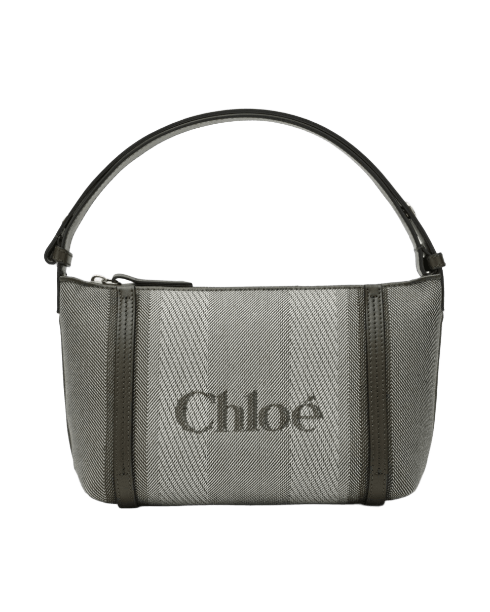 Chloé Dark Green Canvas Striped Carry Tote Bag Glam Steals