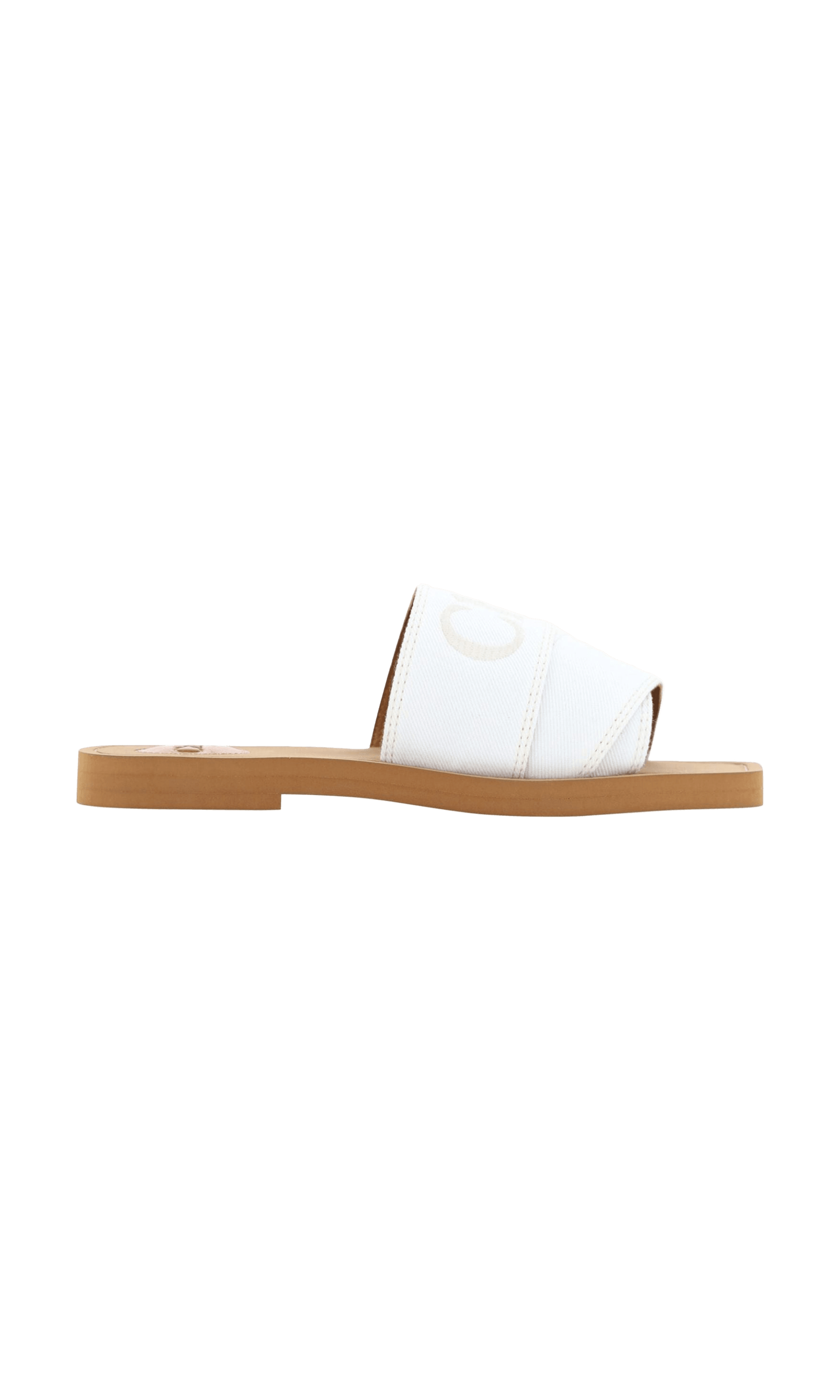 Chloé Elegant Cotton Slide White Sandals Glam Steals