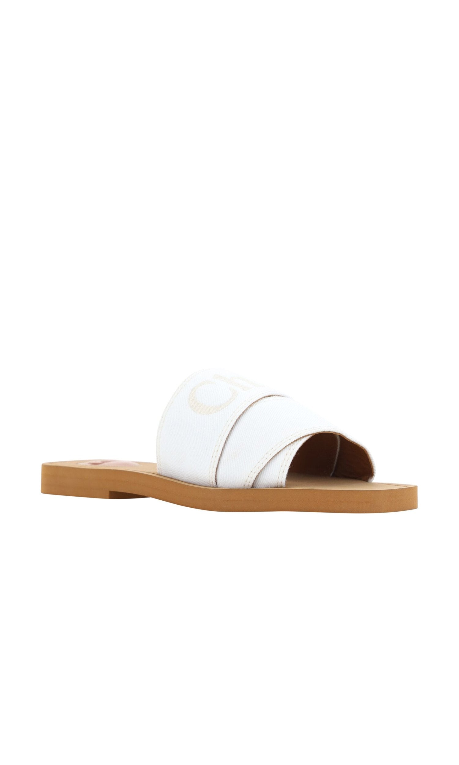 Chloé Elegant Cotton Slide White Sandals Glam Steals