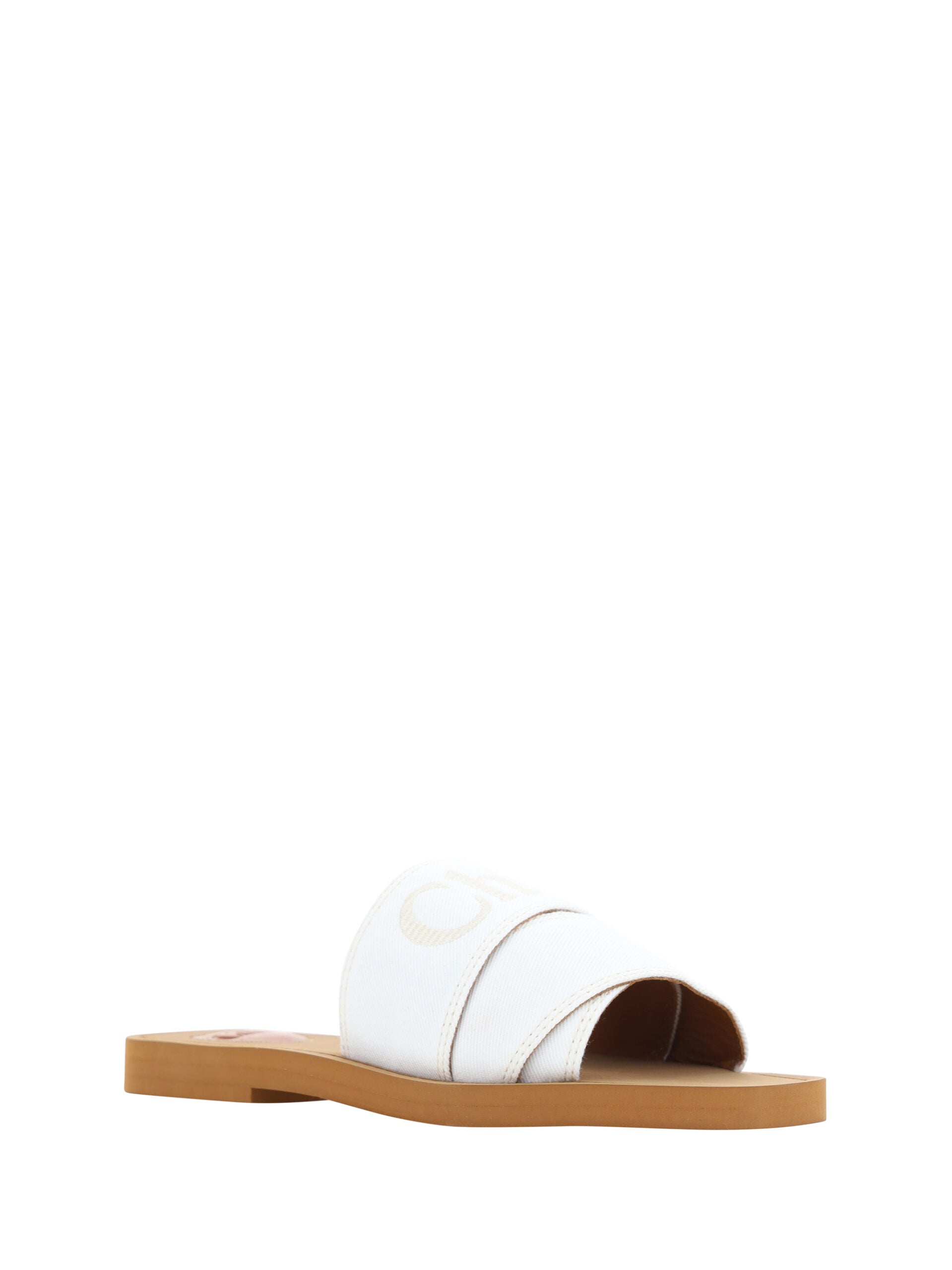 Chloé Elegant Cotton Slide White Sandals Glam Steals