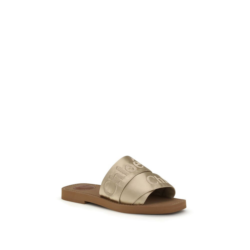 Chloé Gold Polyester Sandals Glam Steals