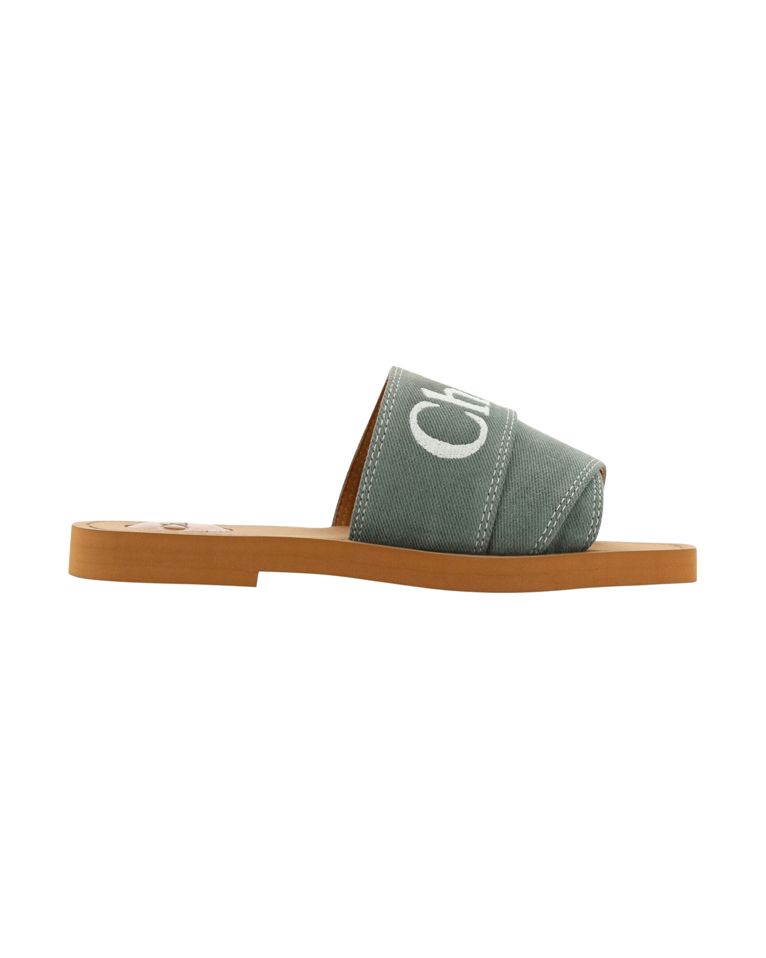Chloé Green Cotton Elegant Forest Slides Glam Steals