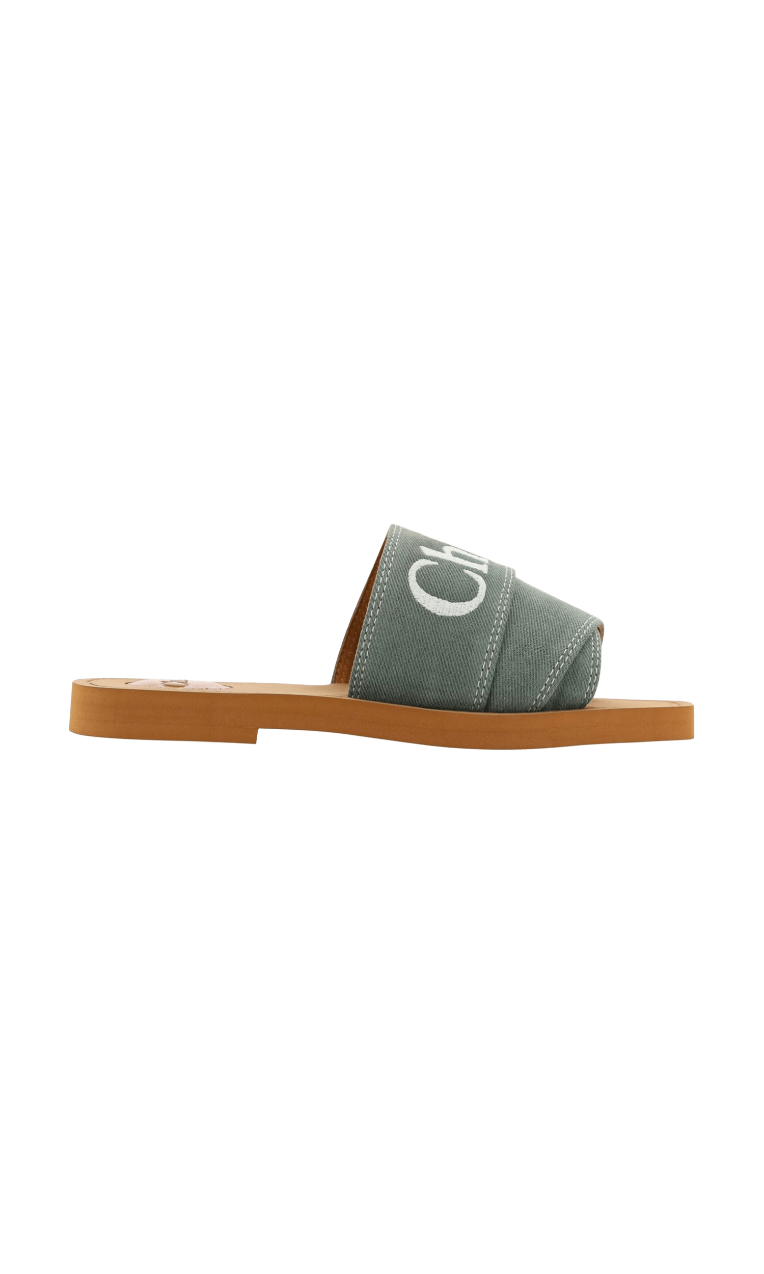 Chloé Green Cotton Elegant Forest Slides Glam Steals