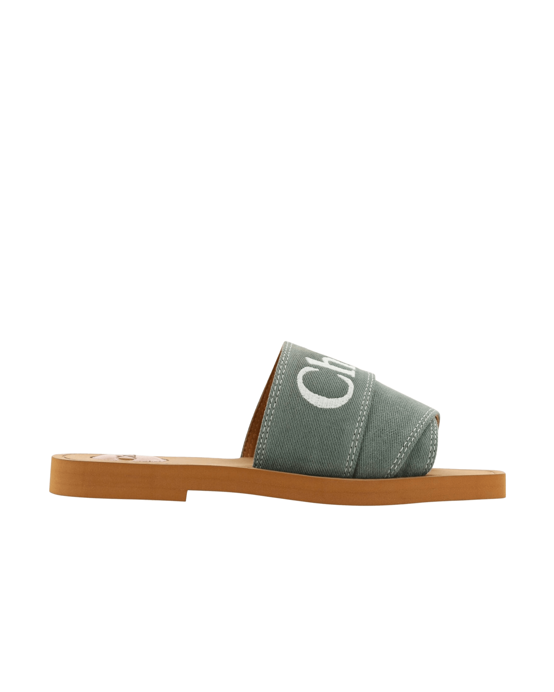 Chloé Green Cotton Elegant Forest Slides Glam Steals