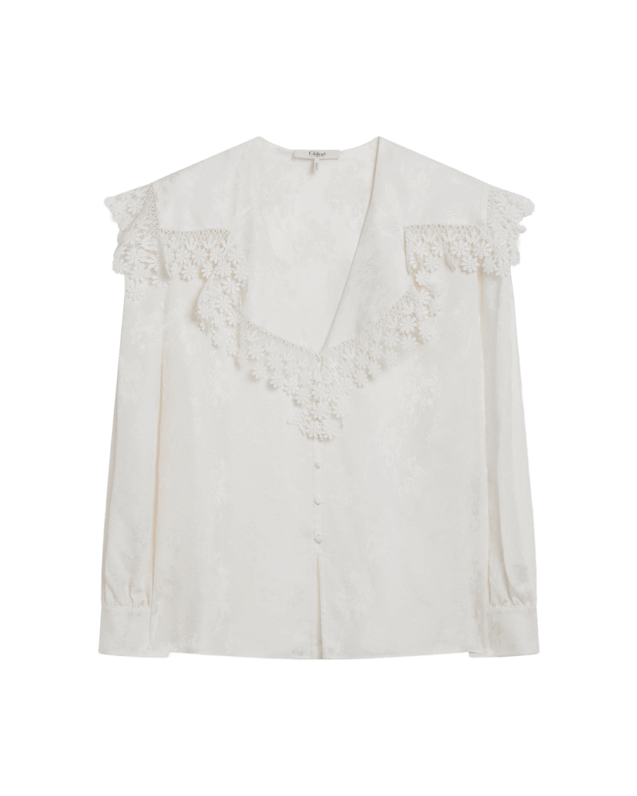 Chloé Lace Jacquard and Blouse with Oversized Collar Glam Steals