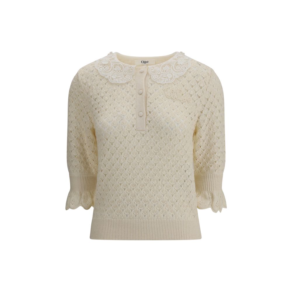 Chloé Lace Sweater With Collar Glam Steals