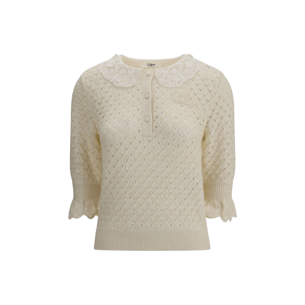 Chloé Lace Sweater With Collar Glam Steals