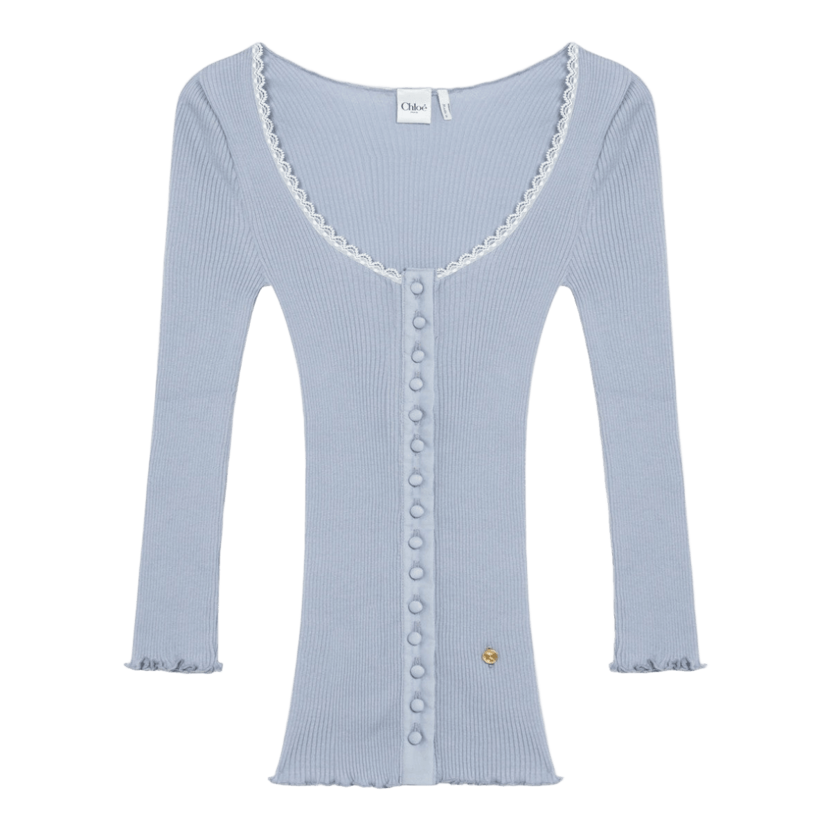 Chloé Light Blue Cotton Fitted Cardigan Glam Steals