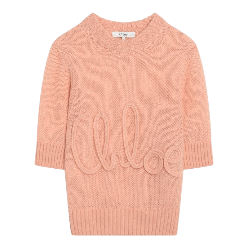 Chloé Peach Colored Top with Logo Embroidery Glam Steals