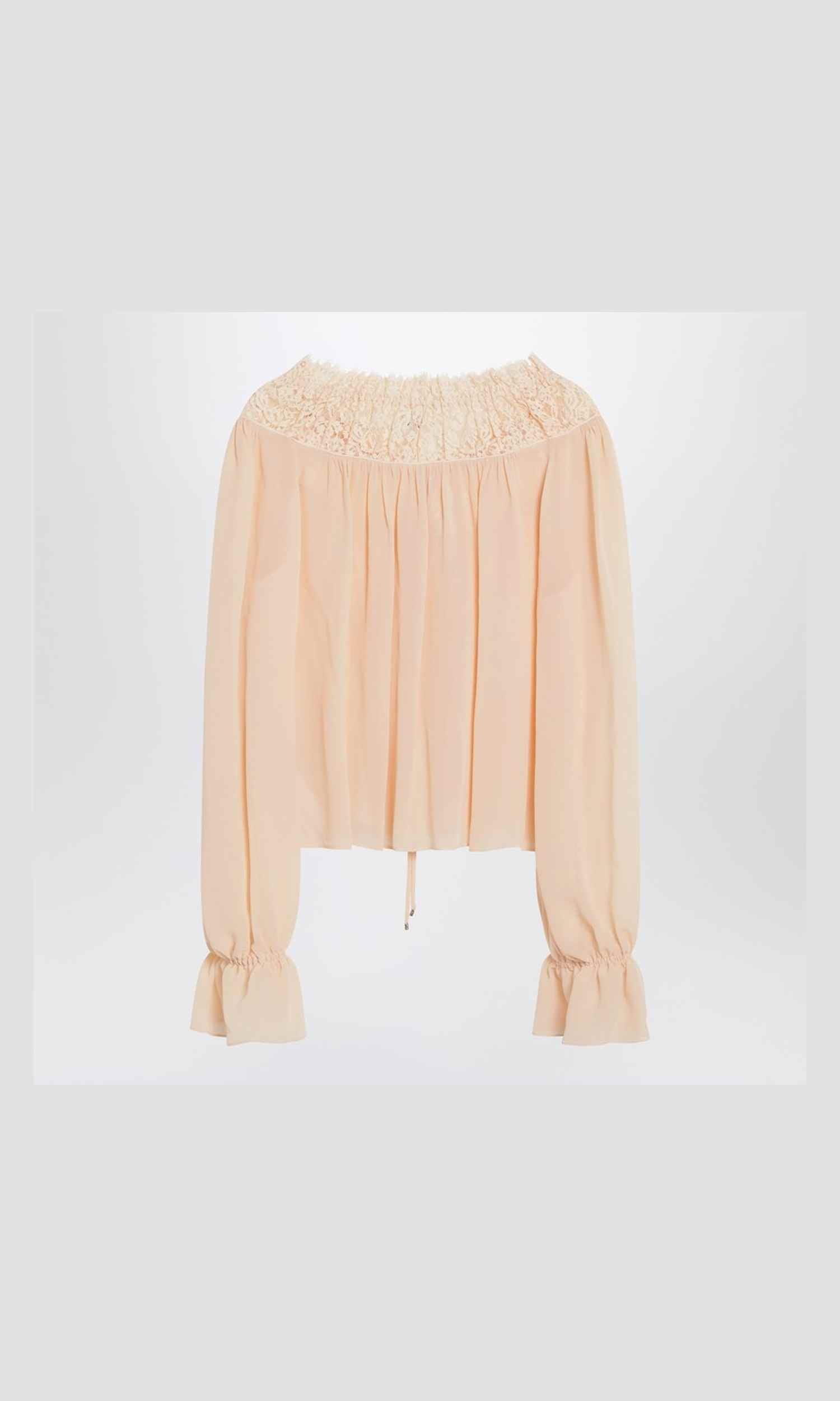 Chloé Pink Silk Blouse with Tie in Georgette Glam Steals