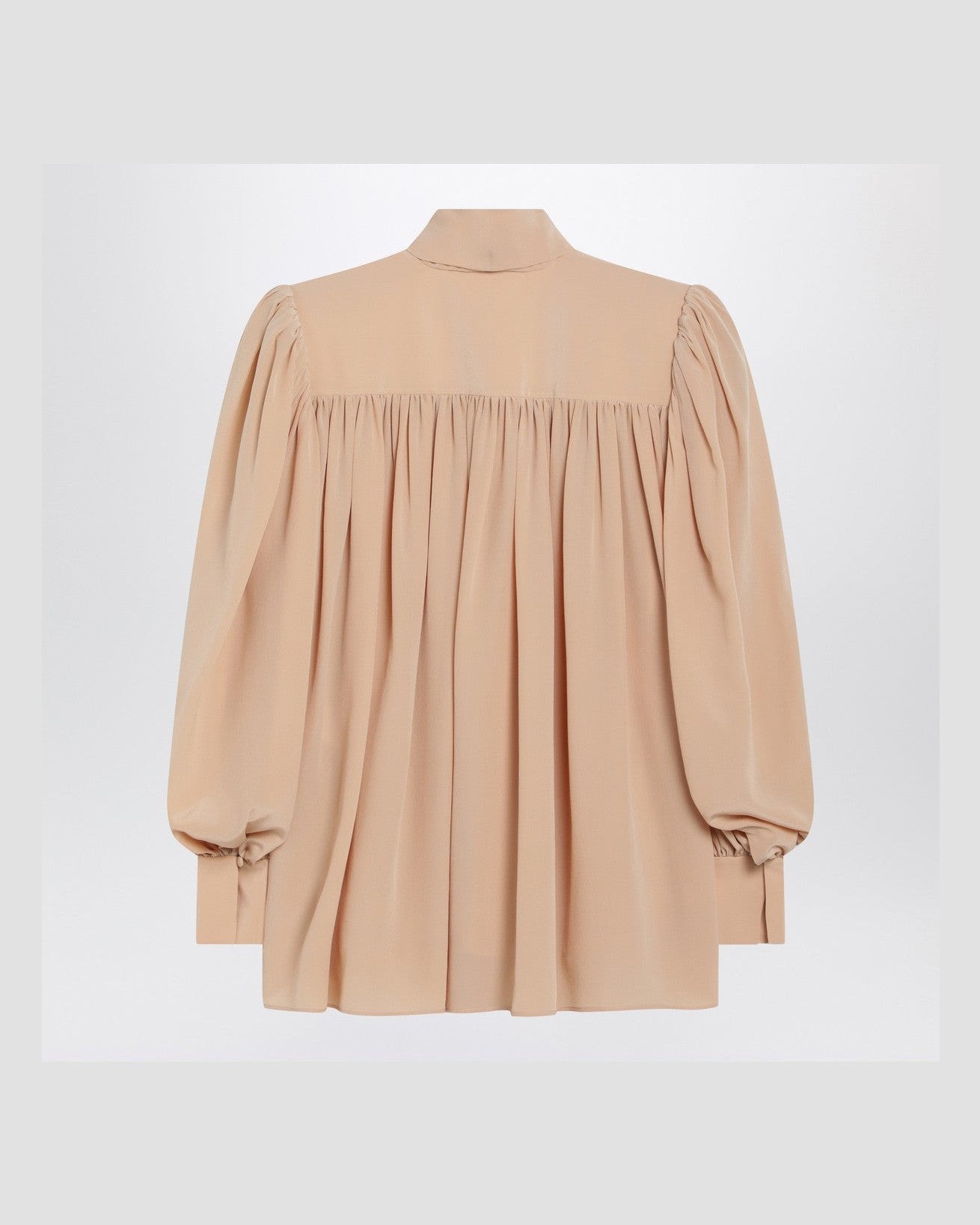 Chloé Ruched Sand Coloured Blouse with Lavallière Tie Glam Steals