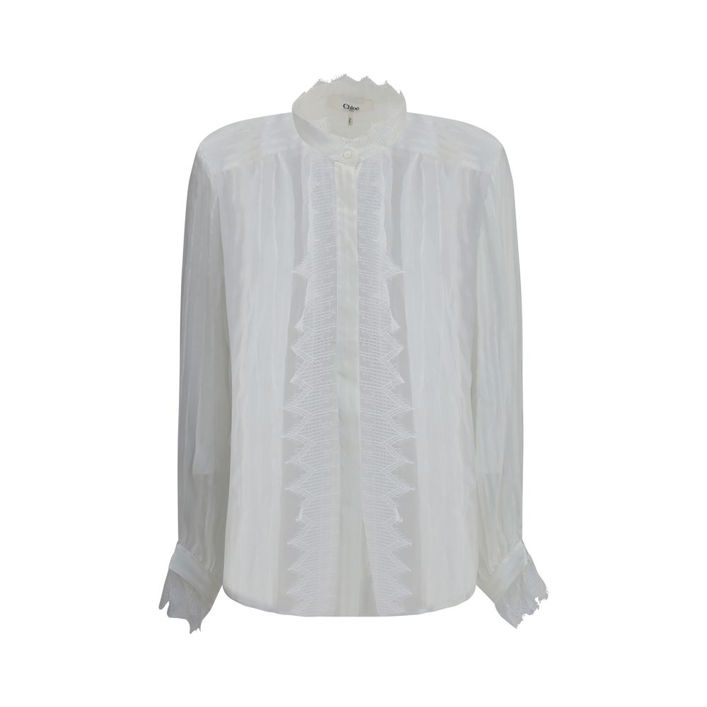 Chloé Ruffled Silk Muslin And Lace Blouse Glam Steals
