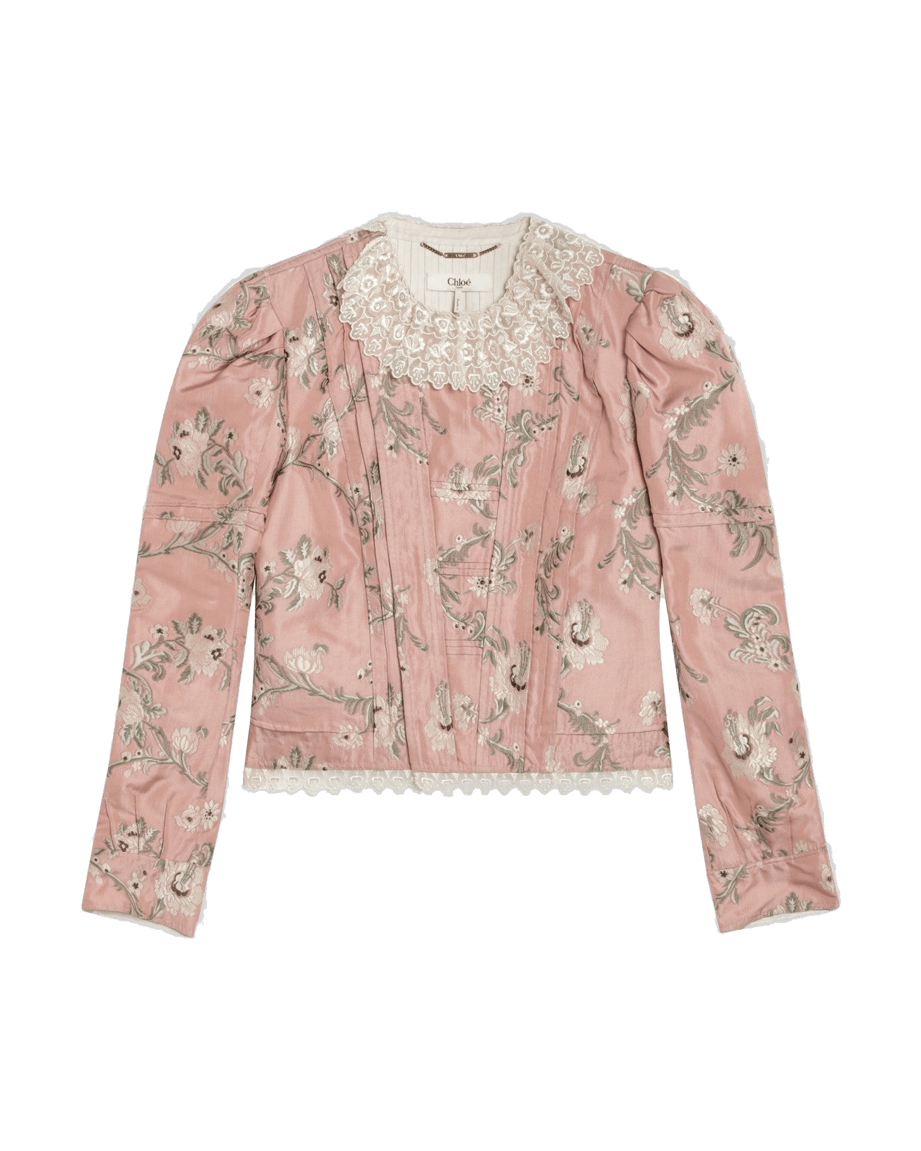 Chloé Silk Baroque Blend Taffeta Jacket with Floral Jacquard