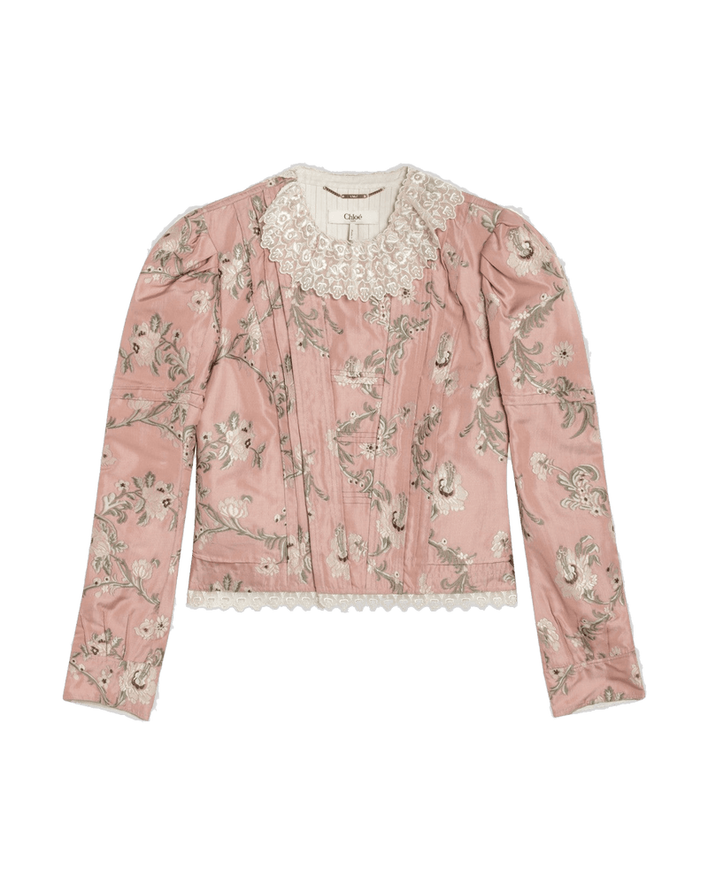 Chloé Silk Baroque Blend Taffeta Jacket with Floral Jacquard Glam Steals