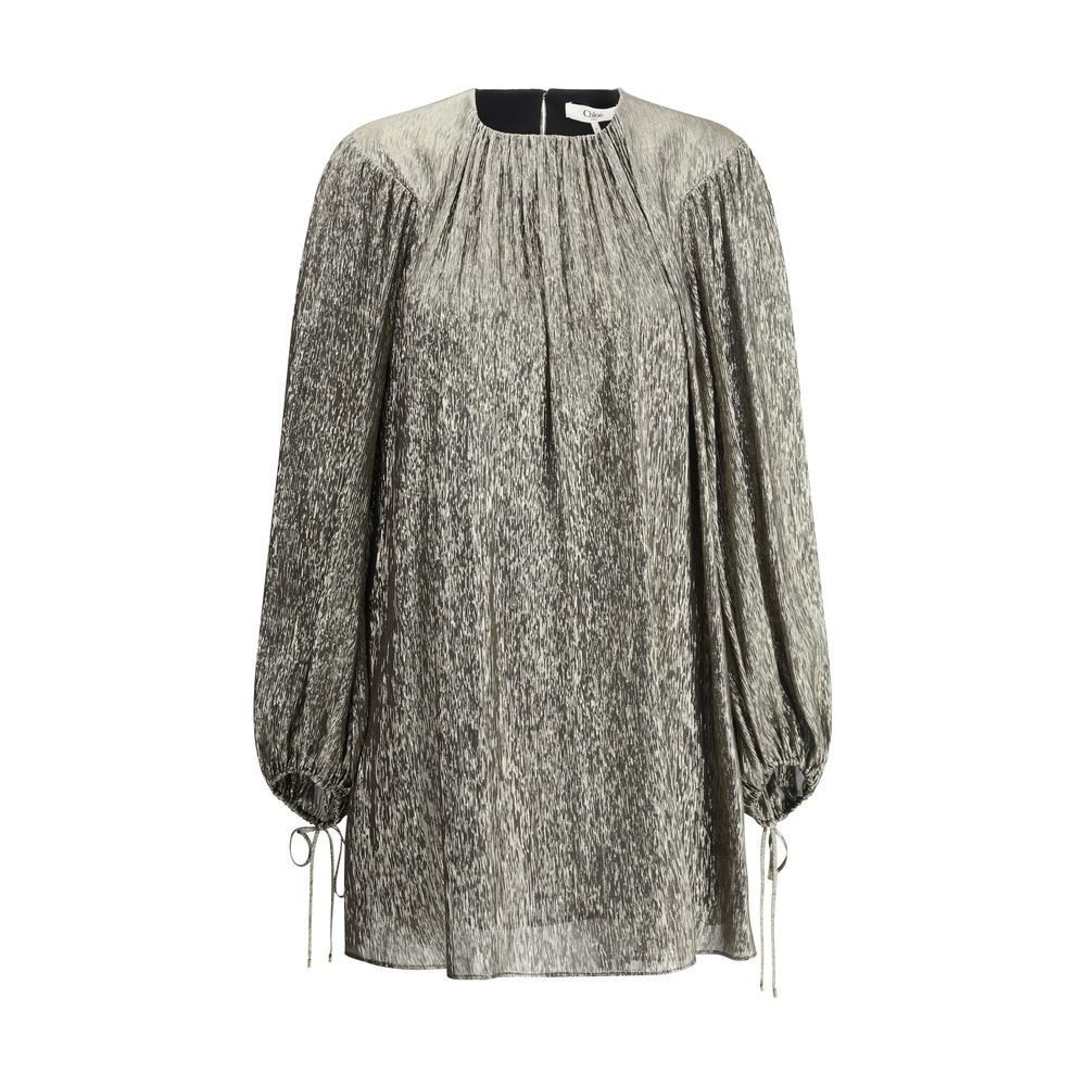 Chloé Silk Lamé Mini Dress Glam Steals