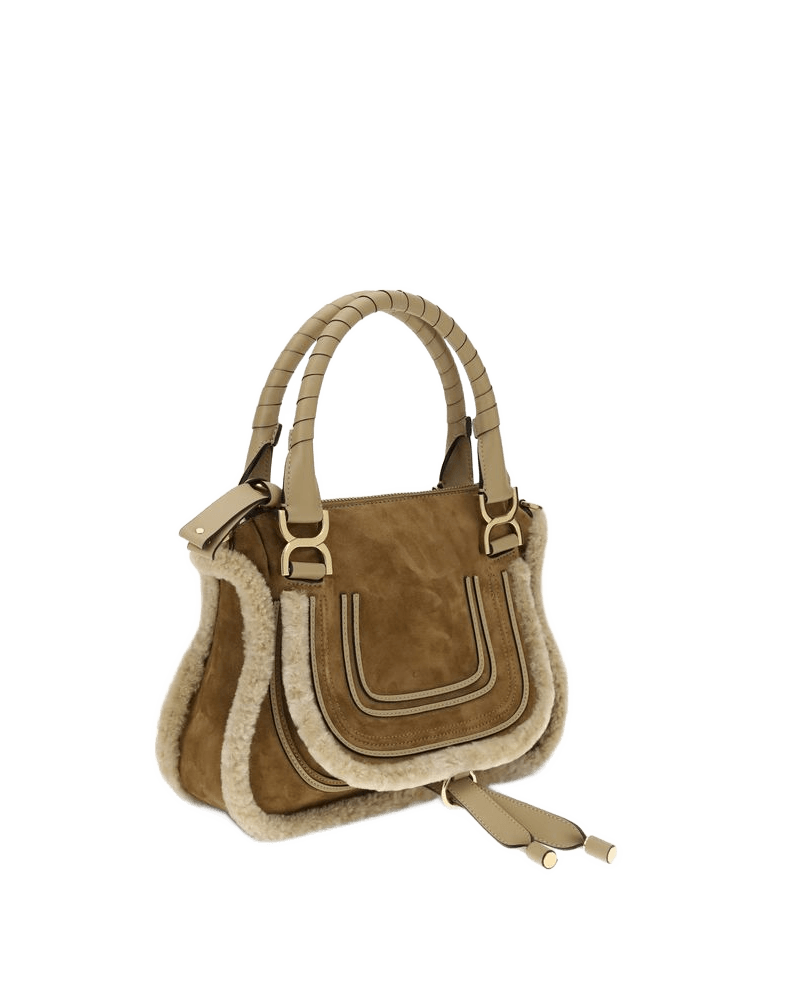 Chloé Suede and Shearling Leather Marcie Small Handbag Glam Steals