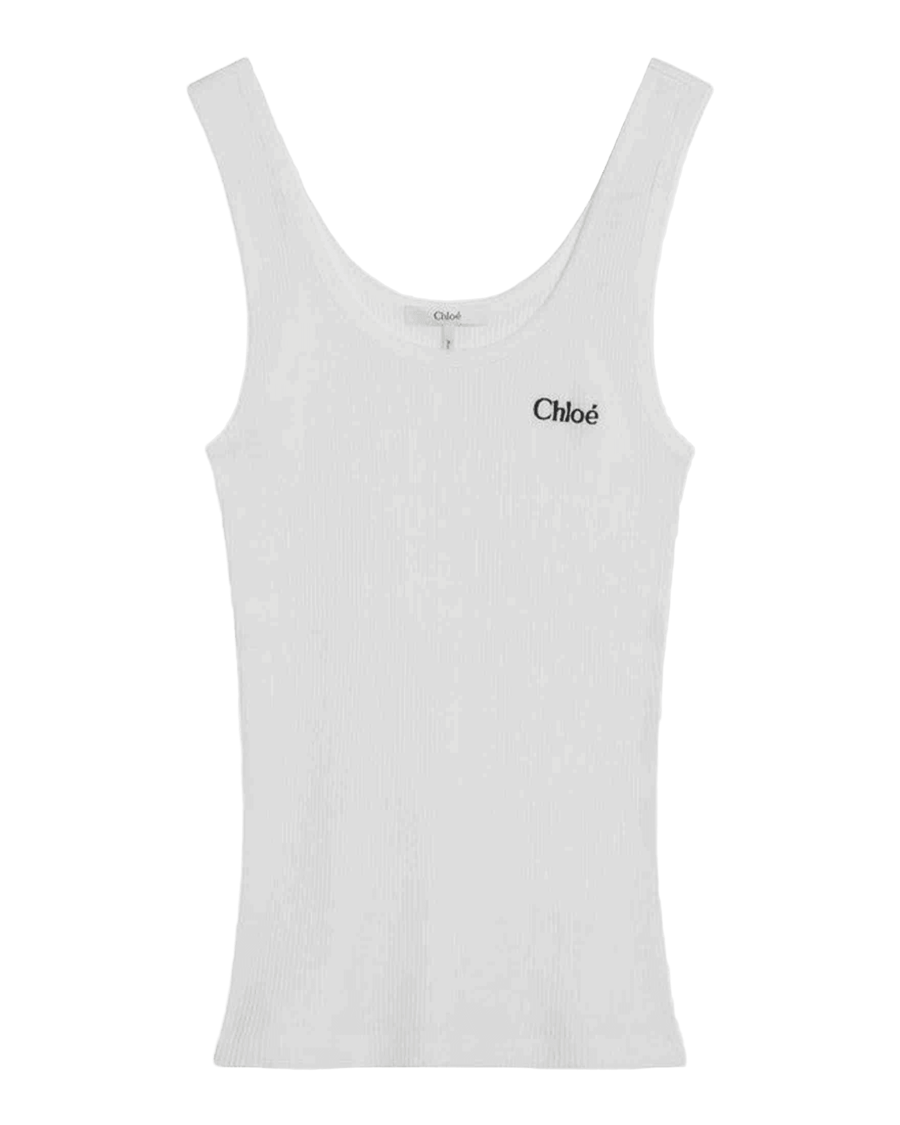 Chloé White Ribbed Tank Top with Logo Glam Steals