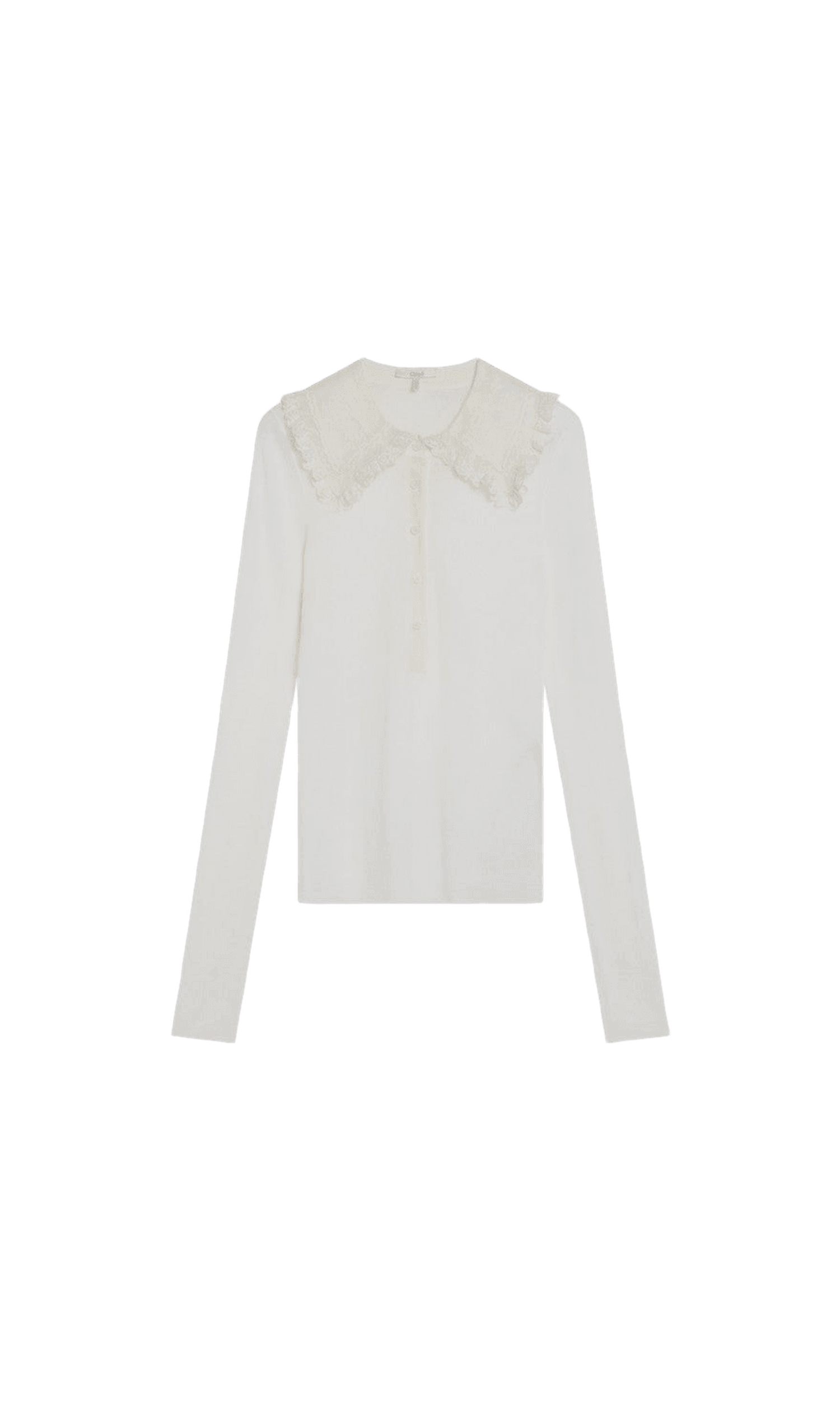 Chloé White Wool Henley Shirt in Knit Glam Steals