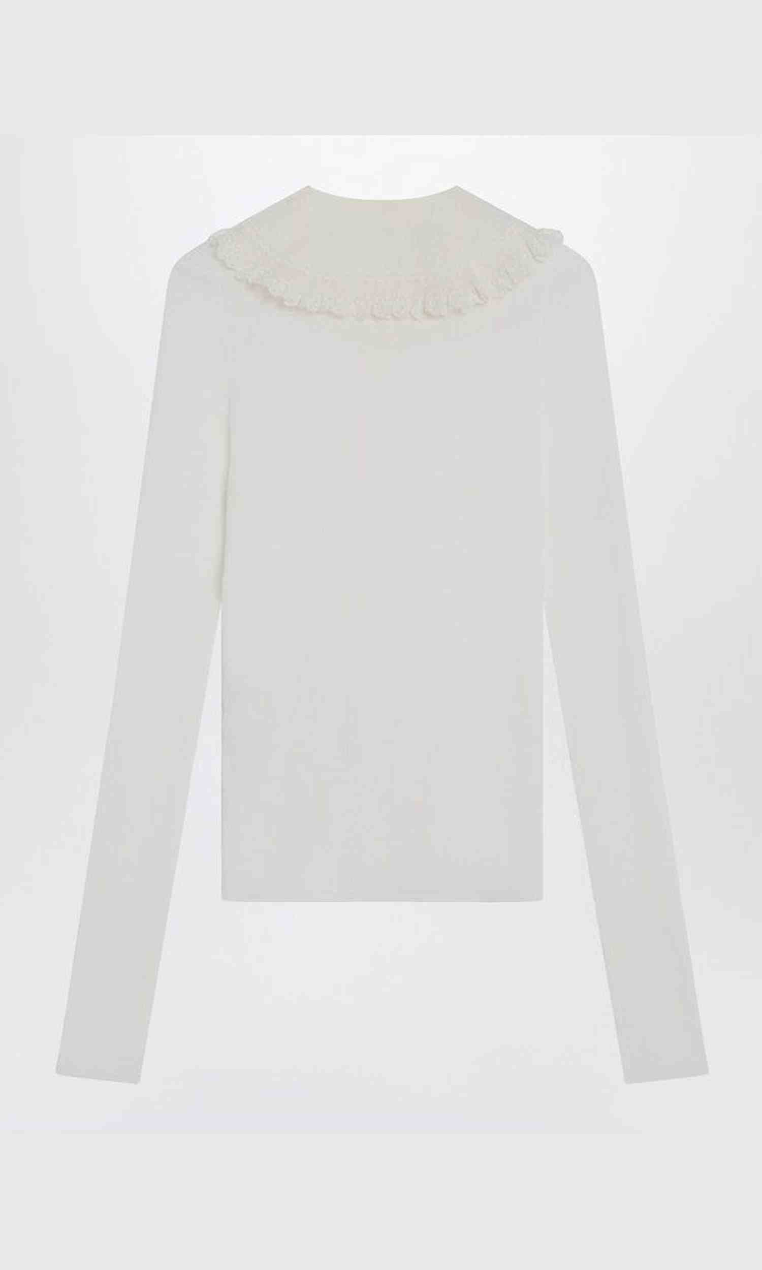 Chloé White Wool Henley Shirt in Knit Glam Steals