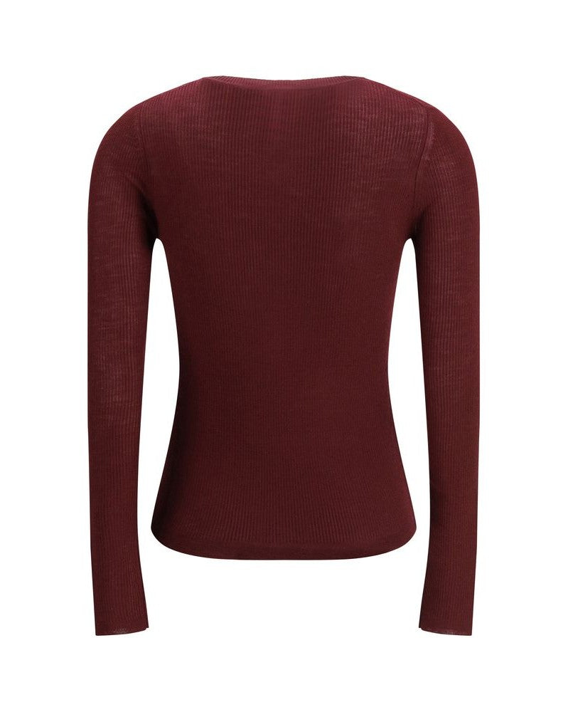 Chloé Wool Bordeaux Long Sleeve T-shirt Glam Steals