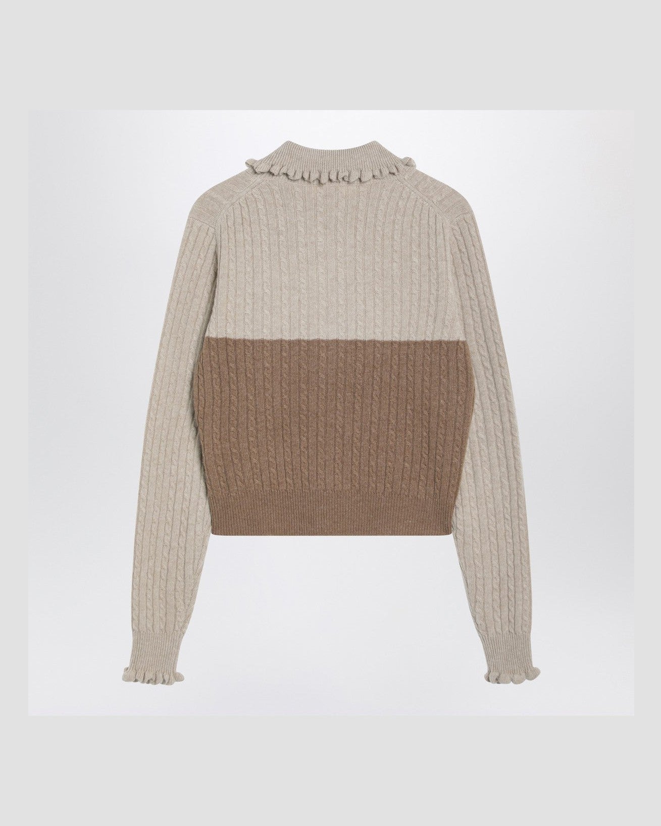 Chloé Wool Two Tone and Cashmere Cable Knit Sweater Glam Steals