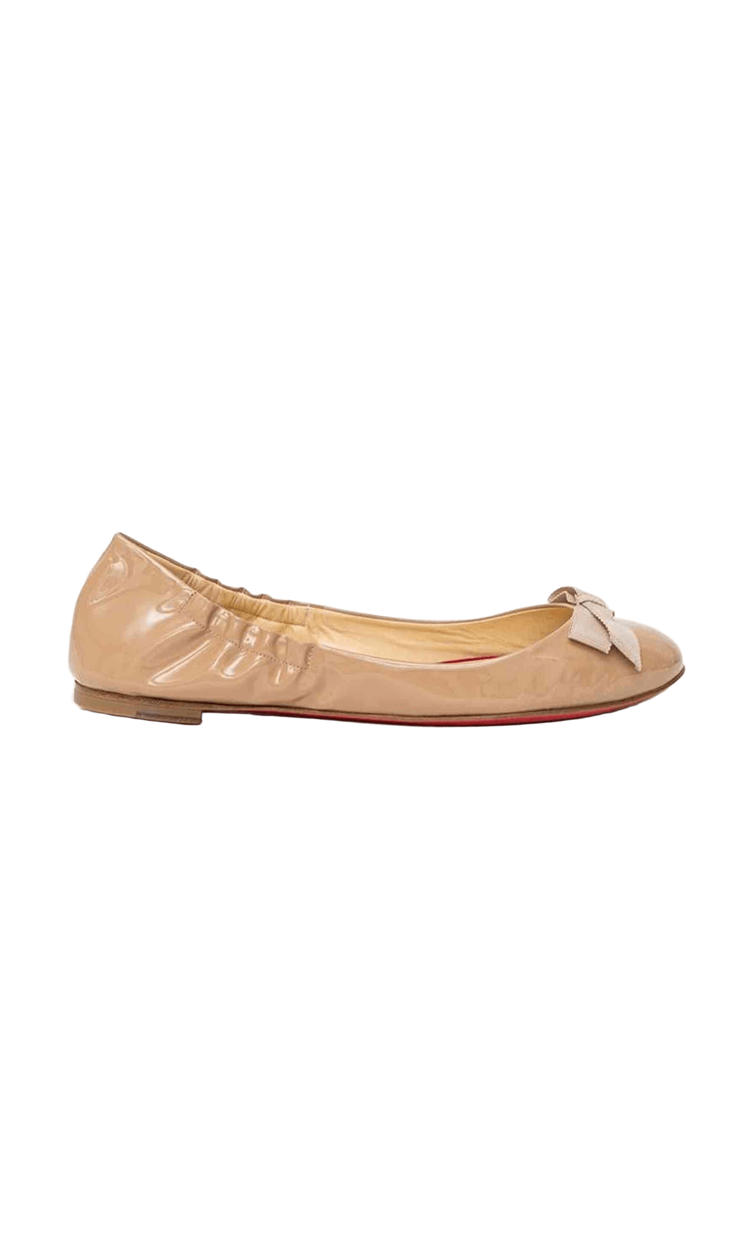 Christian Louboutin Beige Leather Patent Flat Shoe Glam Steals