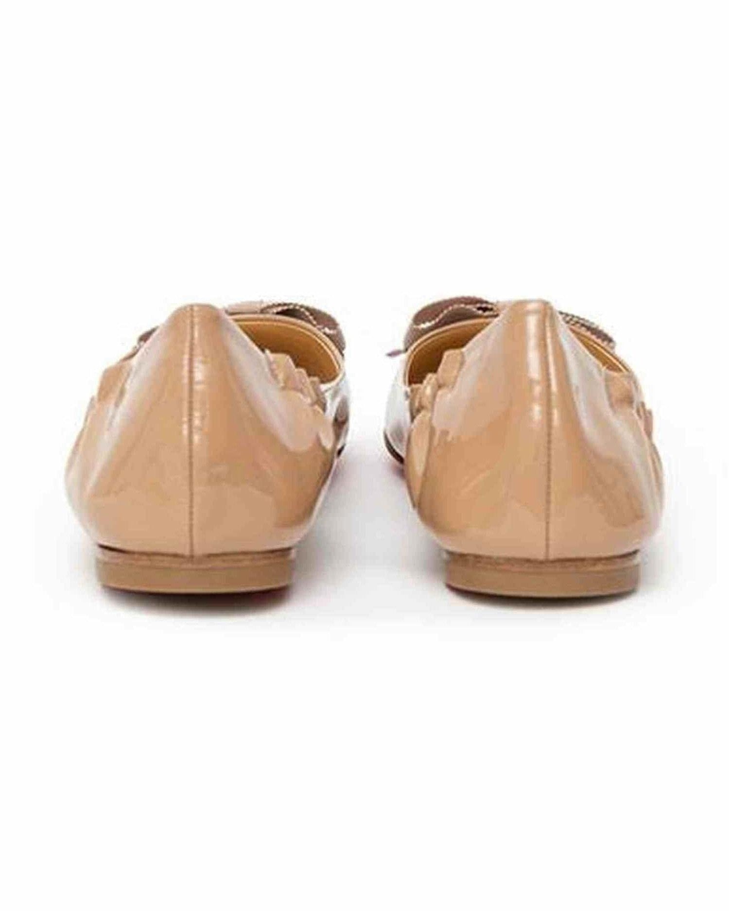 Christian Louboutin Beige Leather Patent Flat Shoe Glam Steals