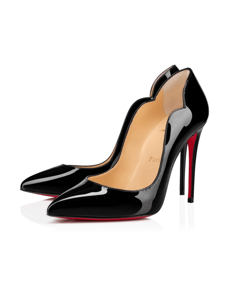 Christian Louboutin Black Leather Patent Hot Chick Pumps Glam Steals