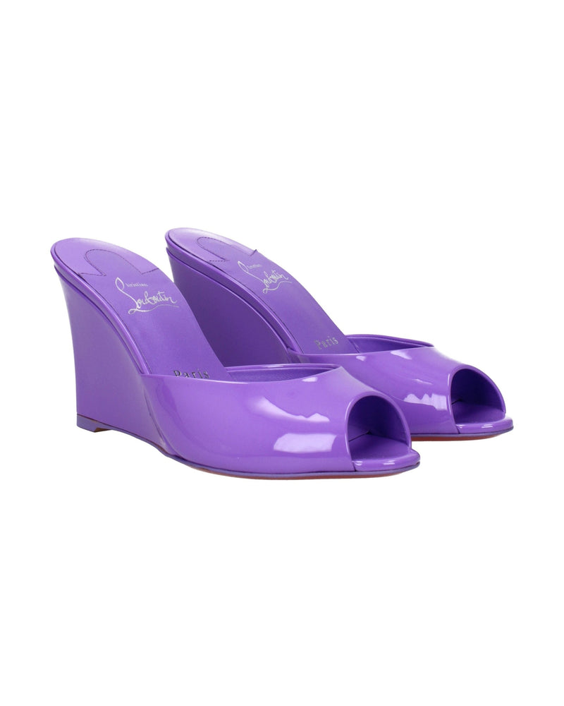 Christian Louboutin Purple Leather Wedge Sandals Glam Steals