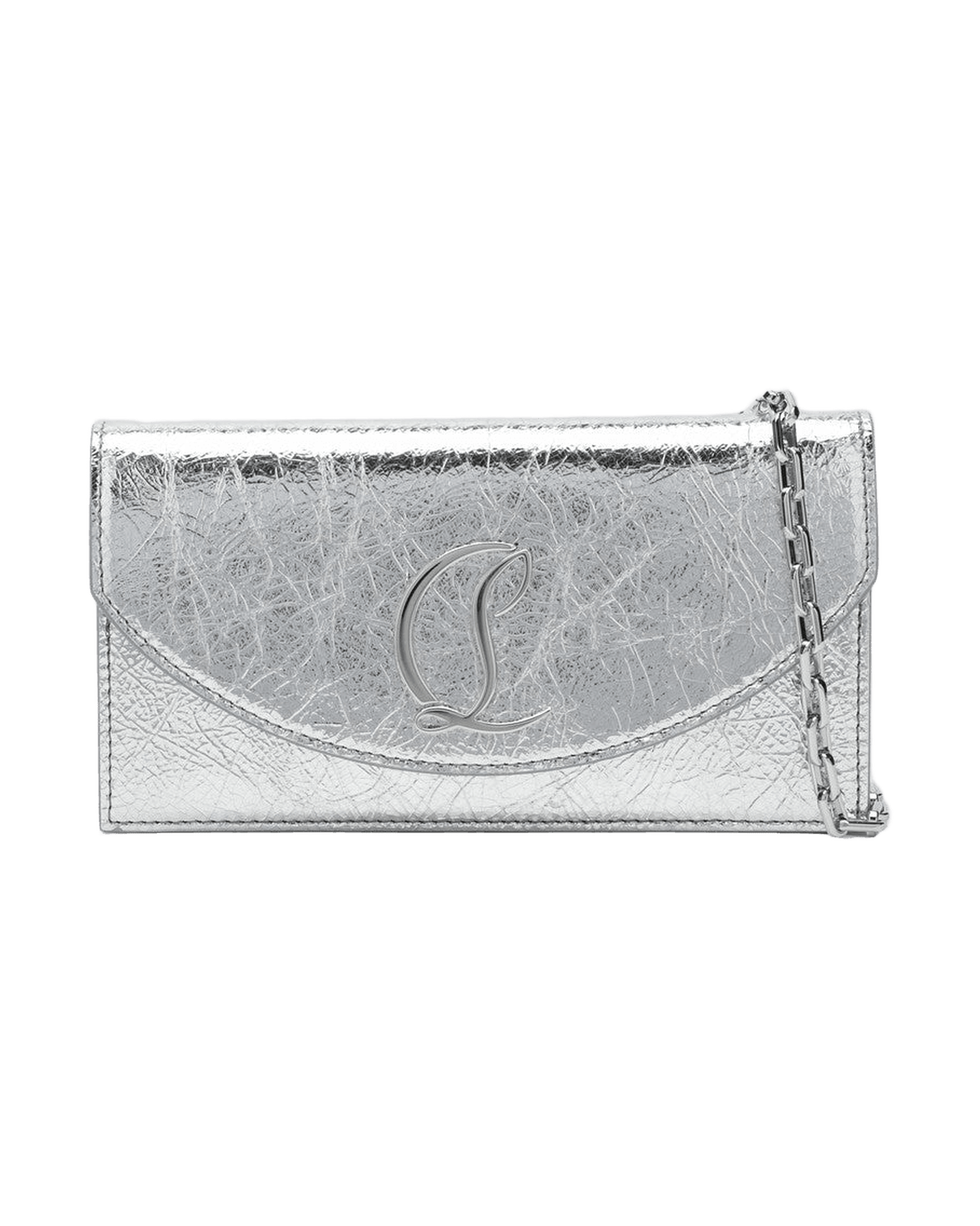 Christian Louboutin Silver Leather Loubi54 Laminated Clutch Bag Glam Steals