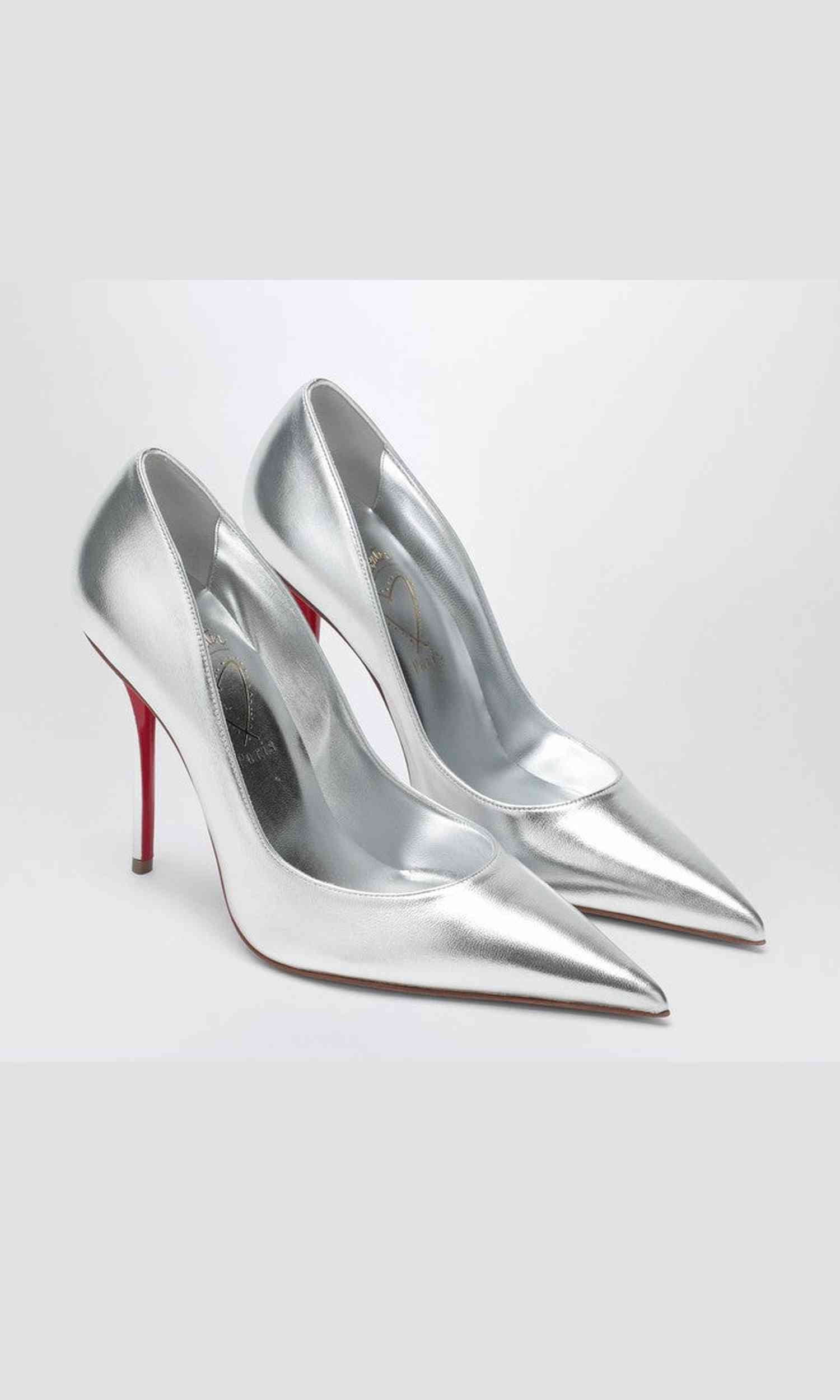 Christian Louboutin Silver Leather Miss Z Pumps in Laminated Nappa Glam Steals